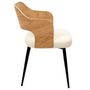 Voir la diapositive 3 : TOILINUX Lot de 2 Fauteuils de table assise bouclette Loki en contreplaqué et polyester - Beige et Blanc