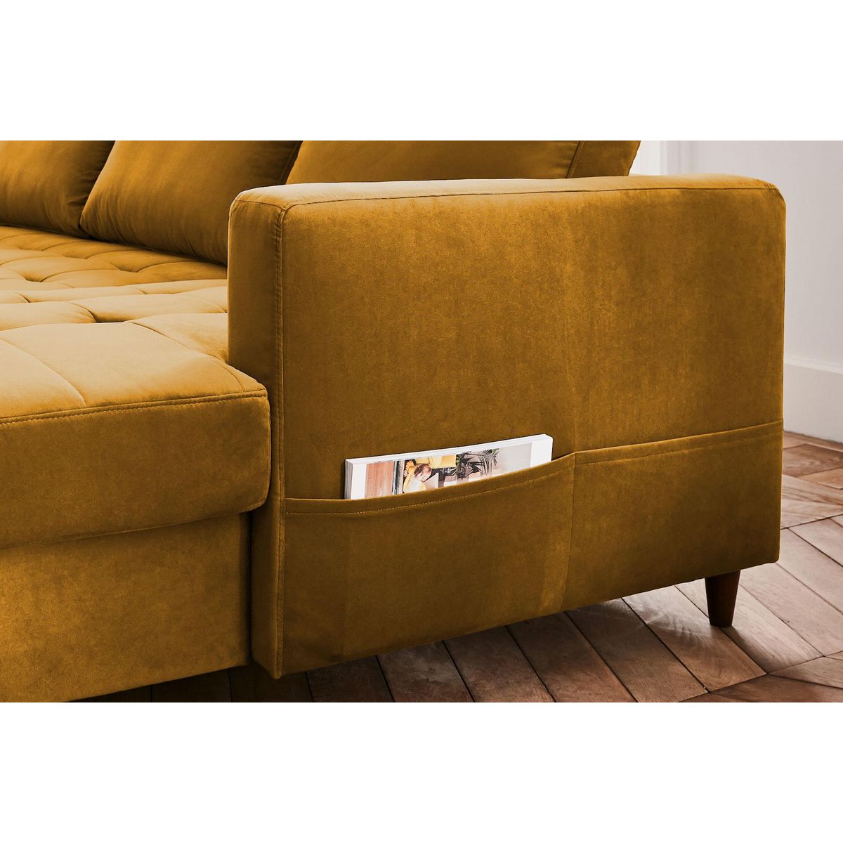 LISA DESIGN Anna - canapé panoramique d'angle gauche - 7 places - convertible avec coffre - en velours