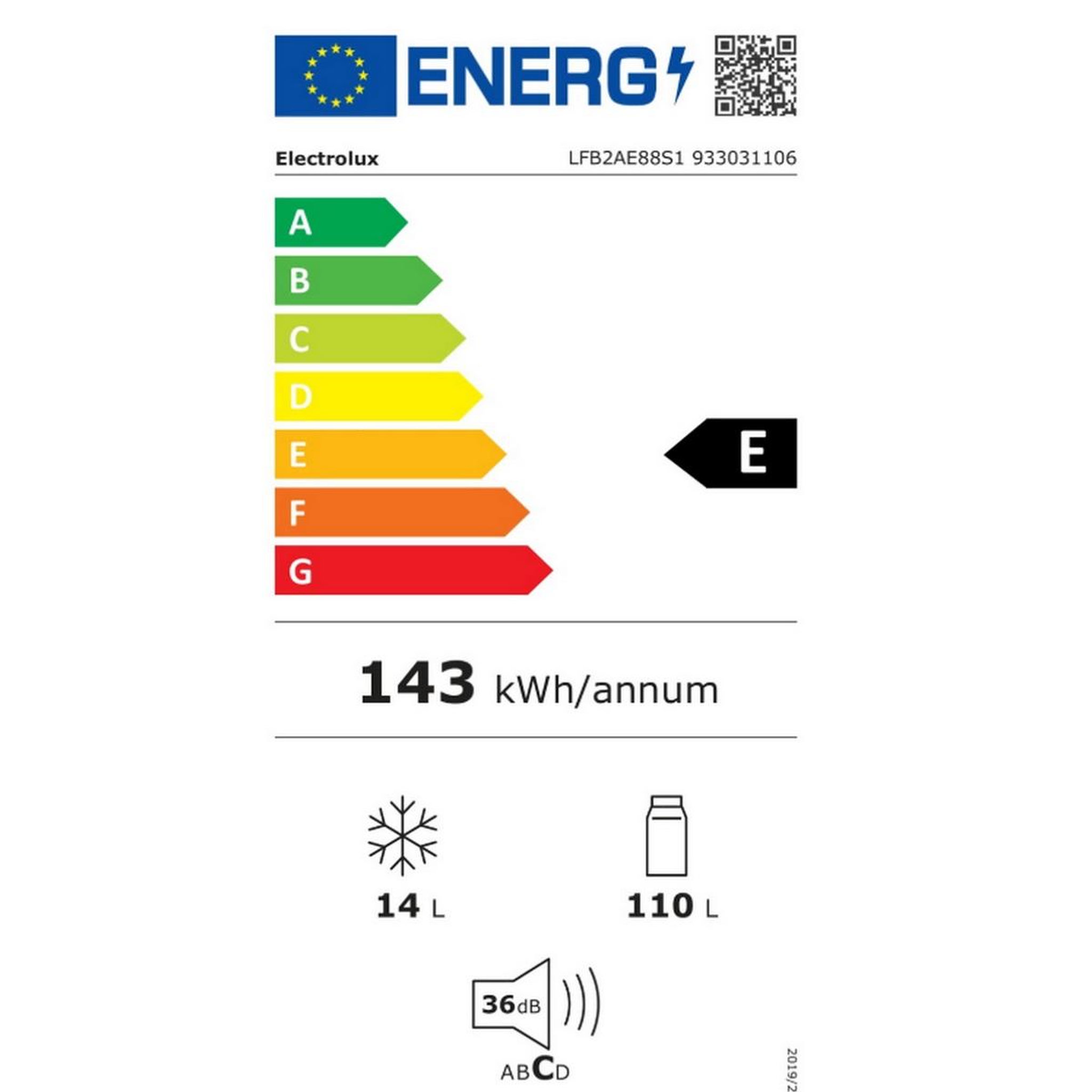Voir la diapositive 2 : ELECTROLUX Réfrigérateur intégrable à glissières 124l - LFB2AE88S1