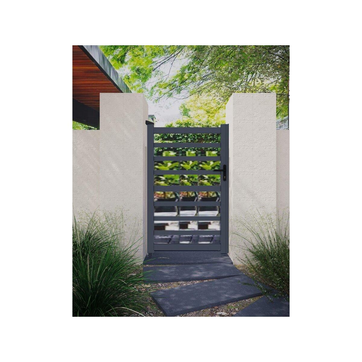 Habitat et Jardin Portillon aluminium ajouré  Marius  - 100 x 180 cm - Gris