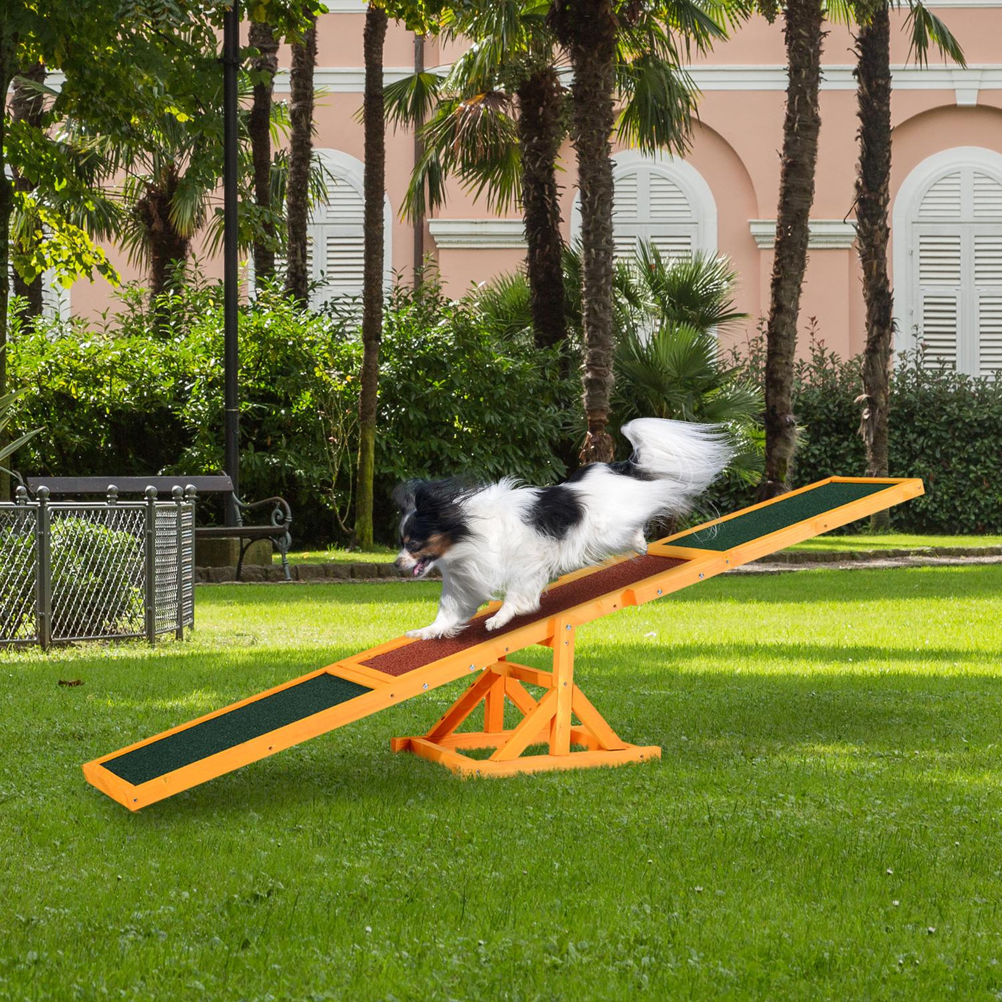 Voir la diapositive 2 : PAWHUT Agility sport pour chien bascule - bascule pour chien - équipement entrainement chien - bois sapin pré-huilé feutre bitumé antidérapant brique vert