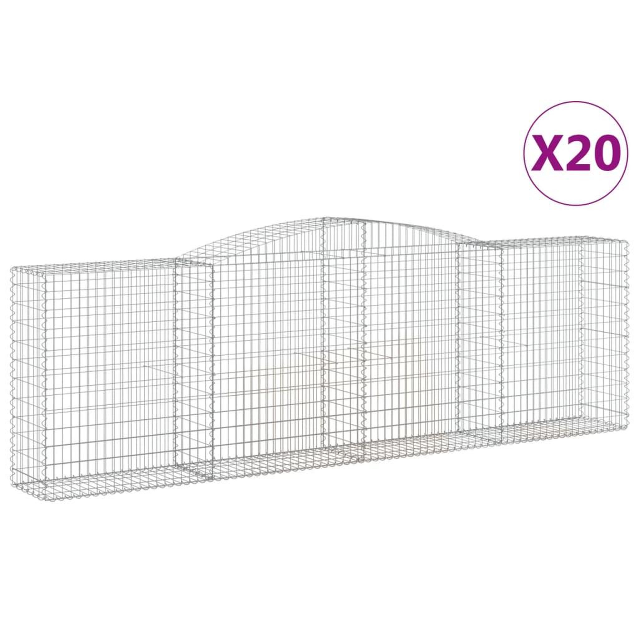 Voir la diapositive 2 : VIDAXL Paniers a gabions arques 20 pcs 400x50x120/140 cm Fer galvanise