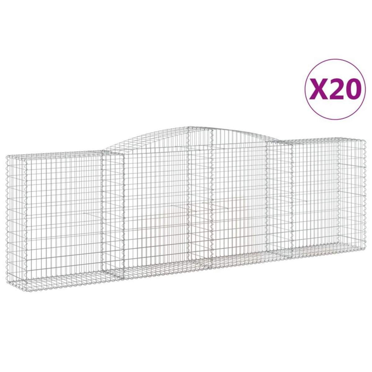 VIDAXL Paniers a gabions arques 20 pcs 400x50x120/140 cm Fer galvanise