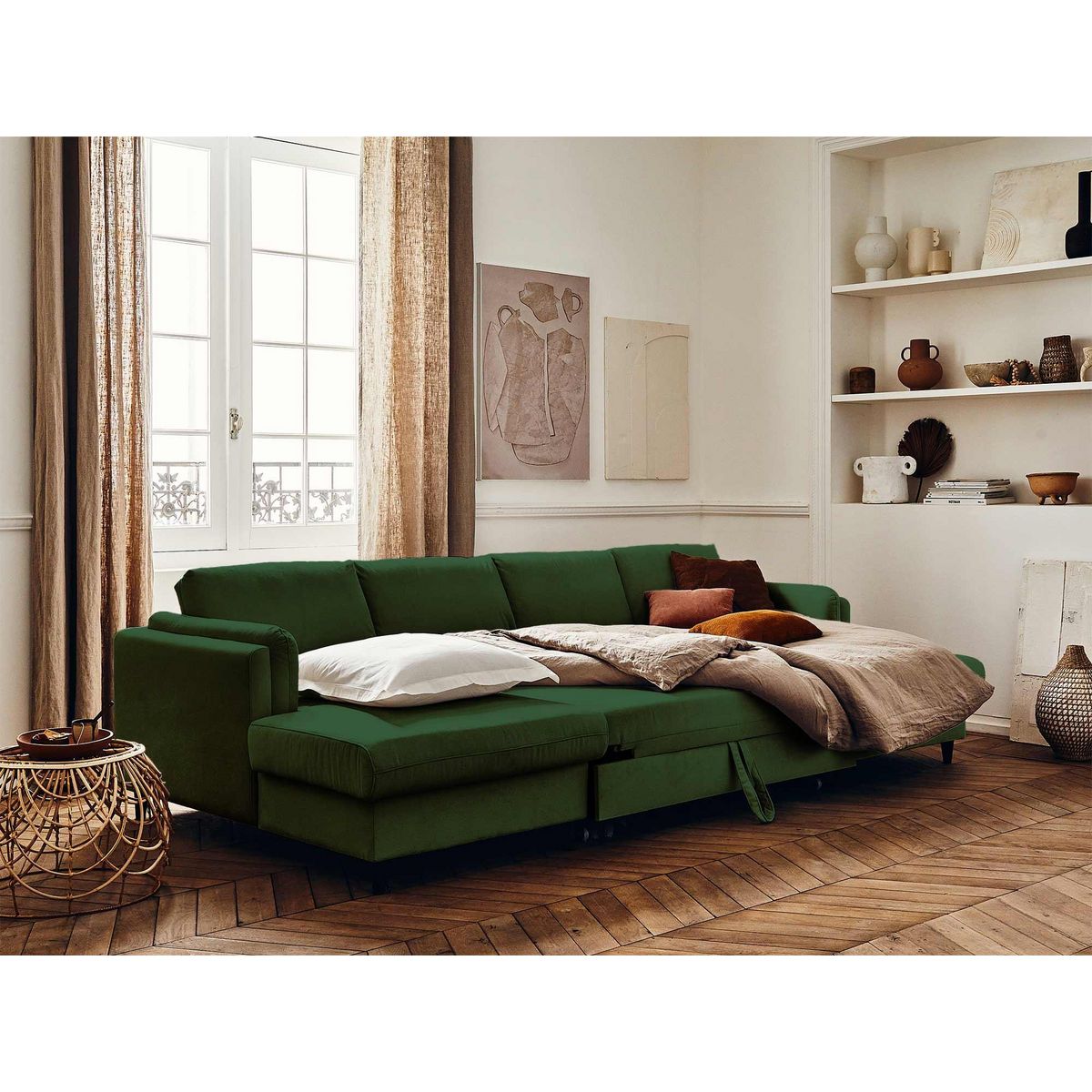 LISA DESIGN Brooke - canapé panoramique en u - 7 places - convertible avec coffre - en velours