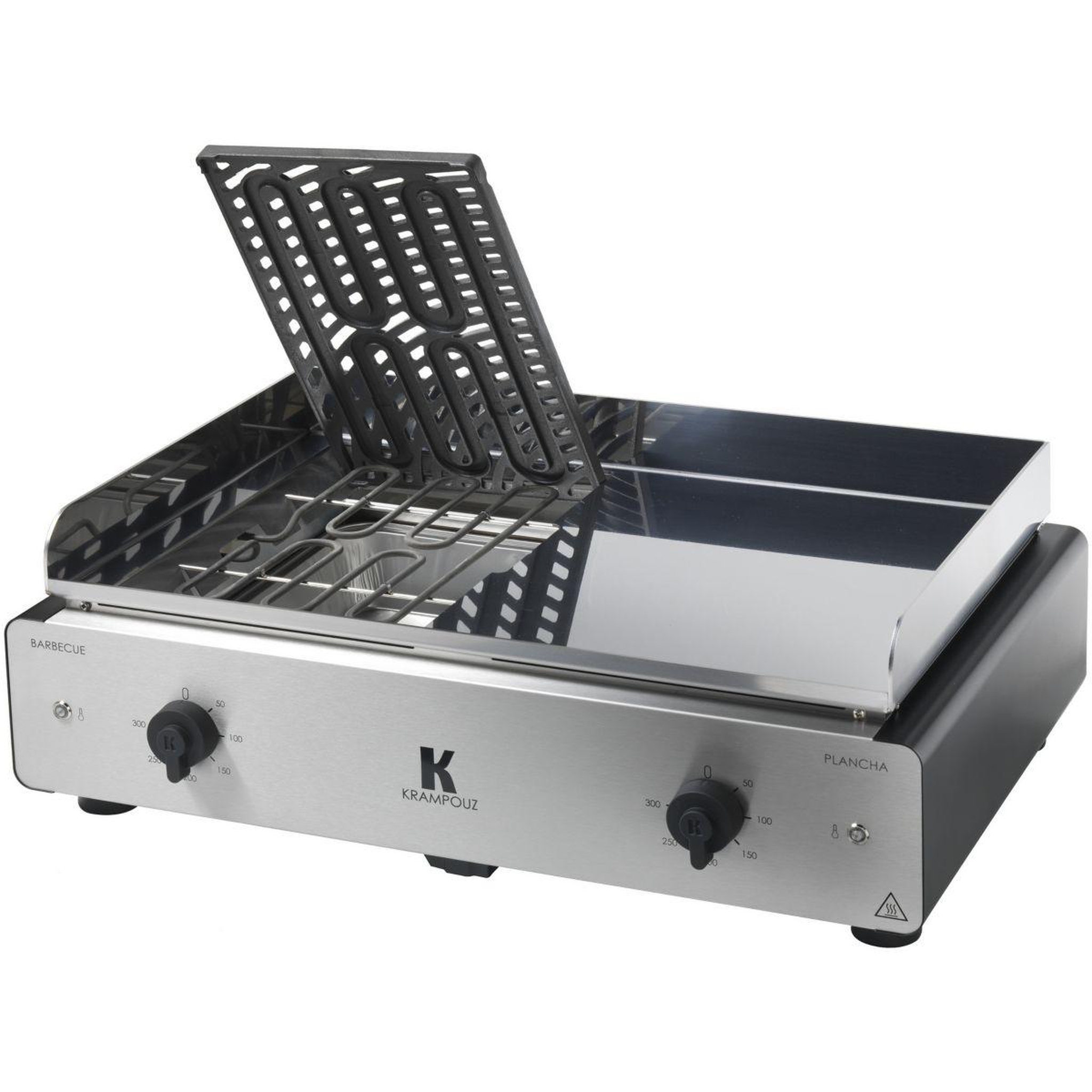 Voir la diapositive 4 : KRAMPOUZ Plancha électrique gecio2oa00 gecio2oa00 inox zones barbecue/plancha 2 brûleurs à poser, 70x40 cm
