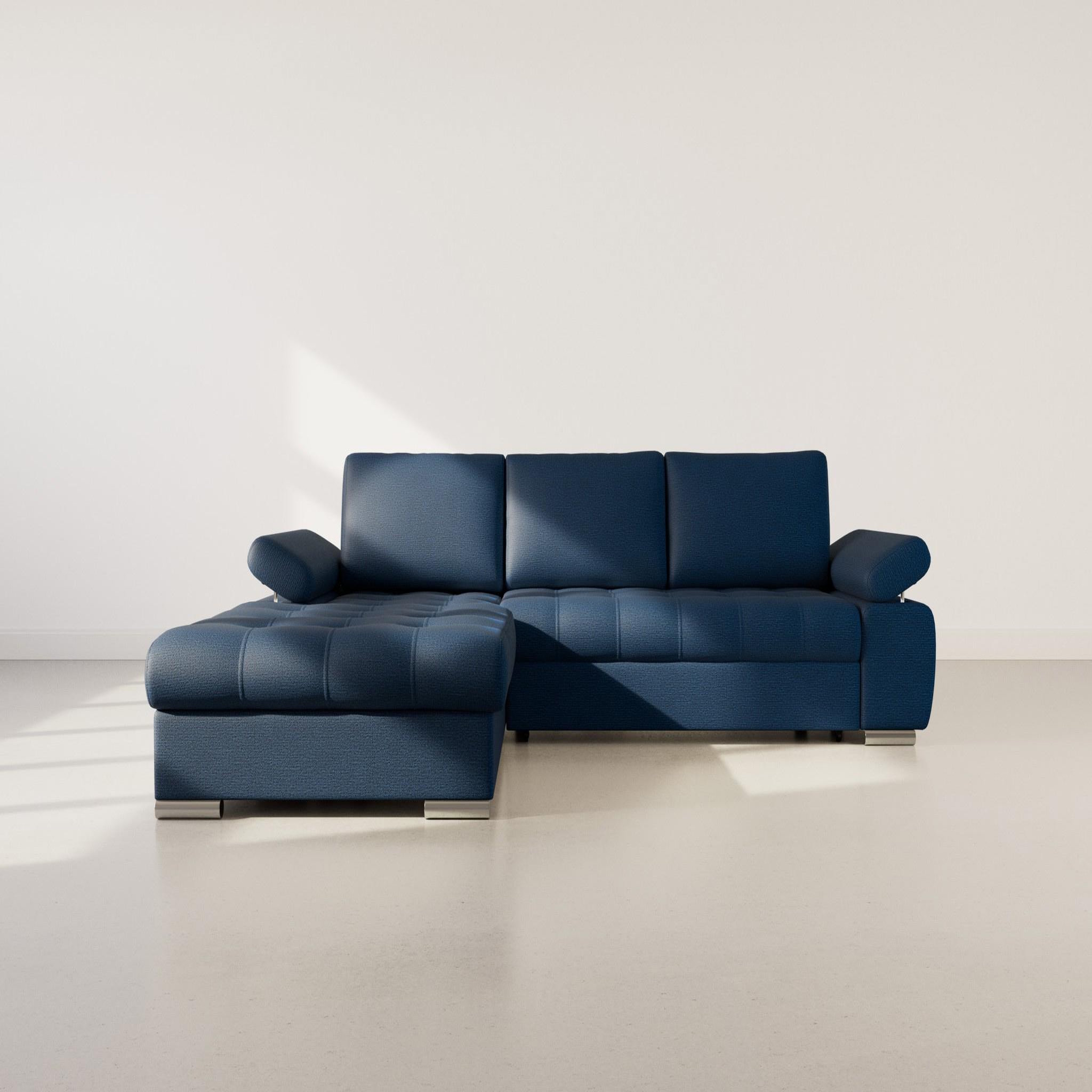 Voir la diapositive 6 : BEST MOBILIER Bianca - canapé d'angle gauche 4 places convertible avec coffre en tissu texturé
