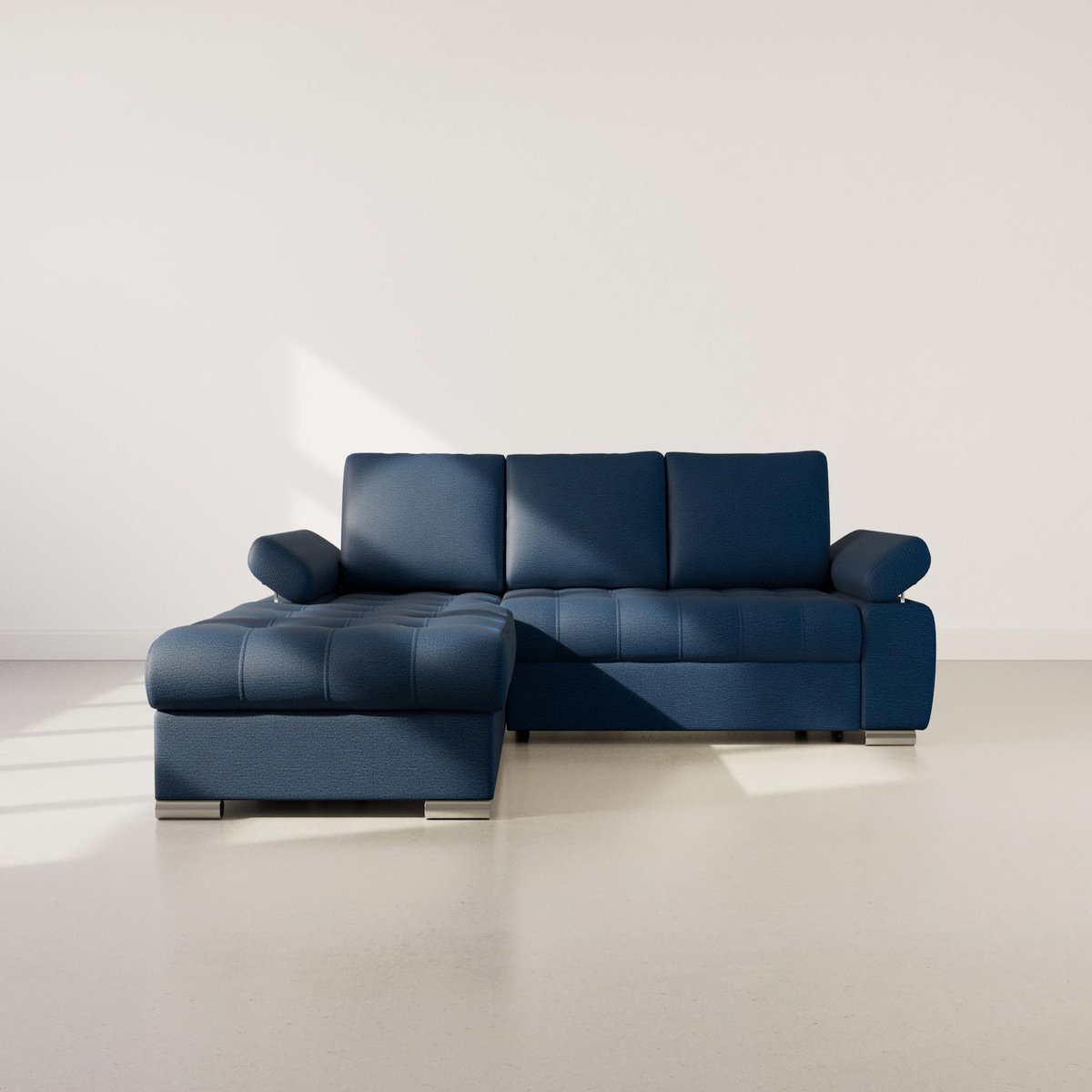 BEST MOBILIER Bianca - canapé d'angle gauche 4 places convertible avec coffre en tissu texturé