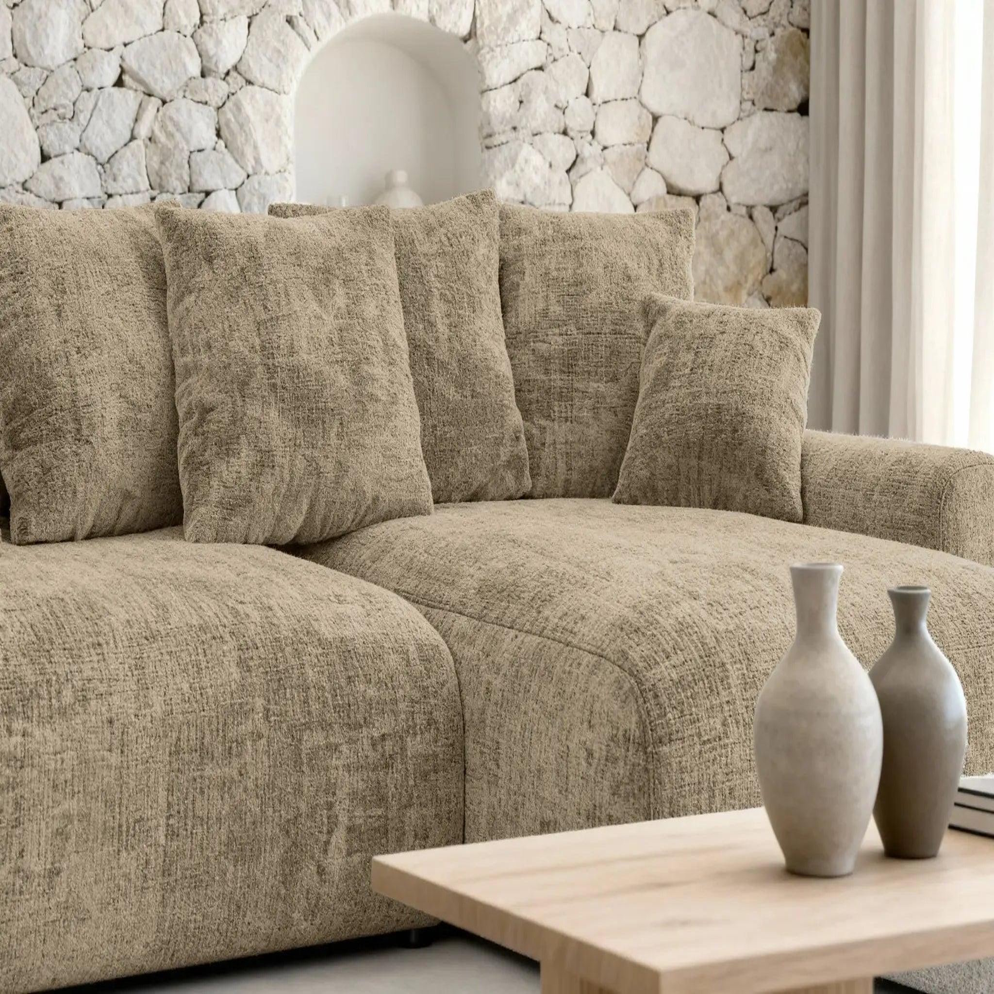 Voir la diapositive 4 : CASANOVA PARIS Oli - canapé d'angle convertible tissu chenille 4 places