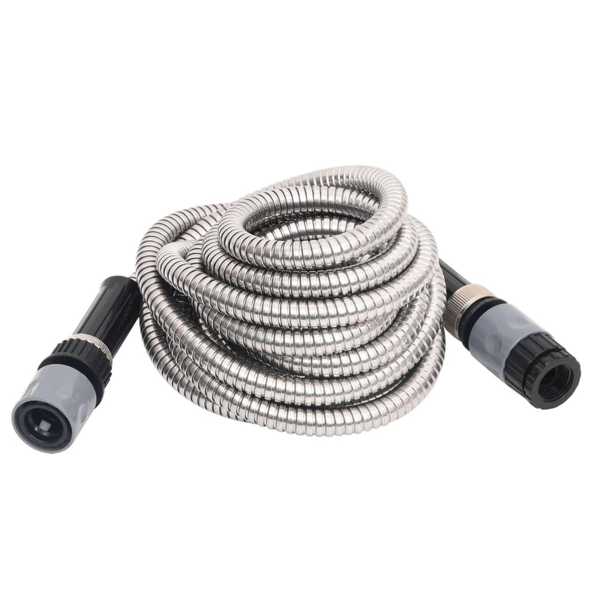 Voir la diapositive 2 : VIDAXL Tuyau d'arrosage et buse de pulverisation argente 0,6  15m inox