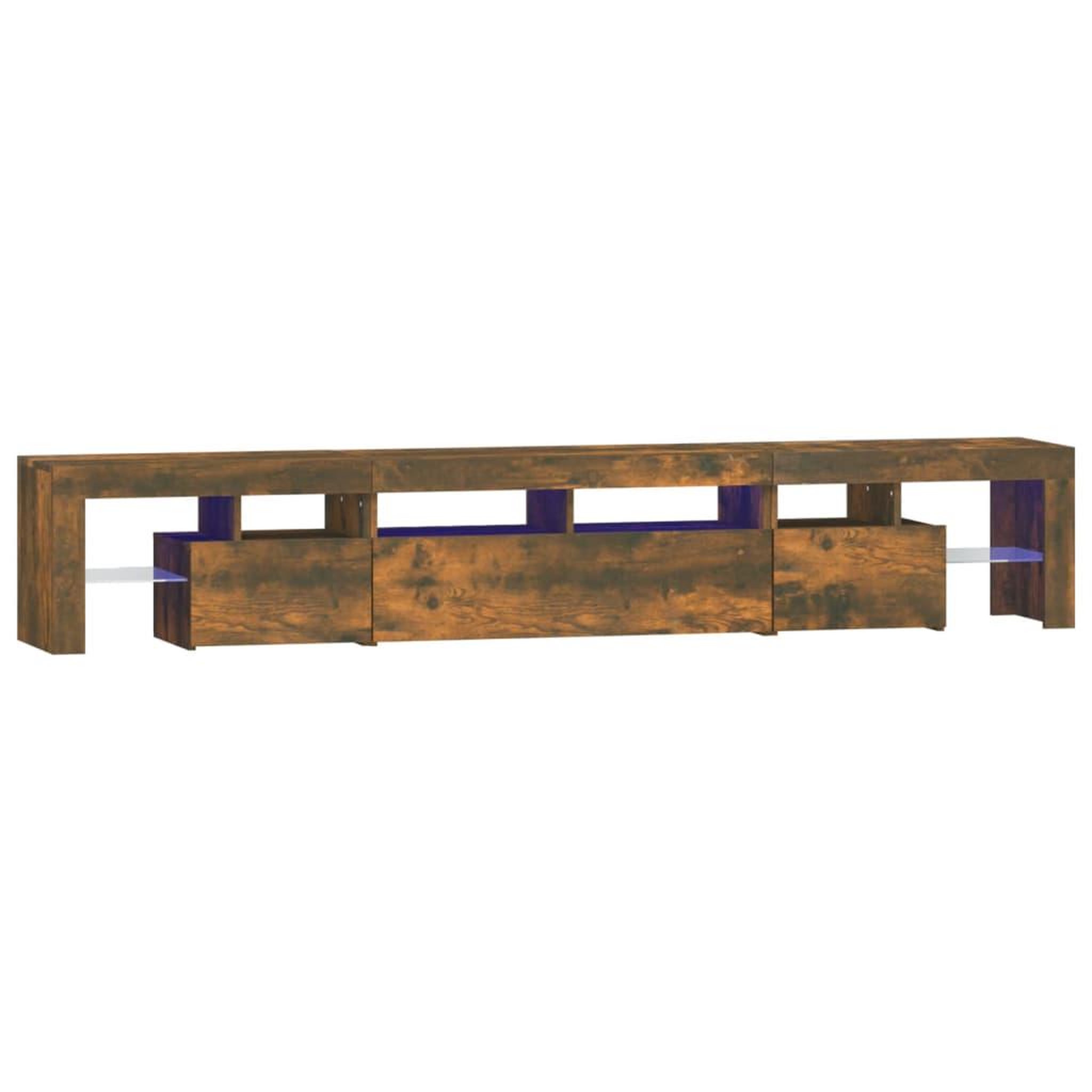 Voir la diapositive 2 : VIDAXL Meuble TV avec lumieres LED Chene fume 230x36,5x40 cm