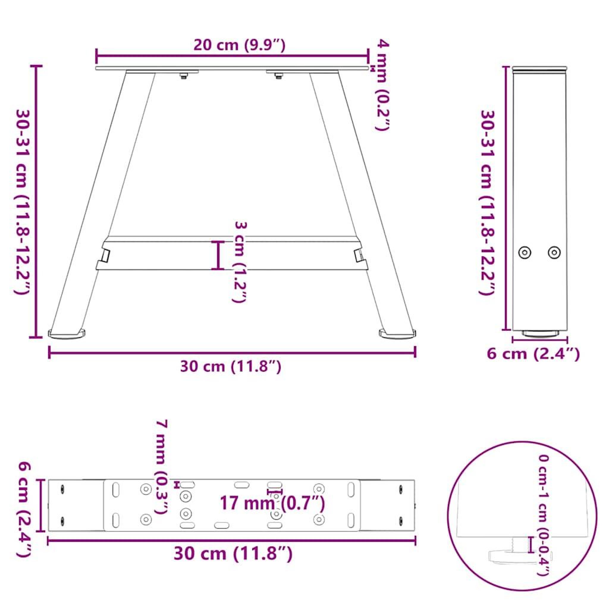 Voir la diapositive 6 : VIDAXL Pieds de table basse forme de A 2 pcs anthracite 30x(30-31) cm