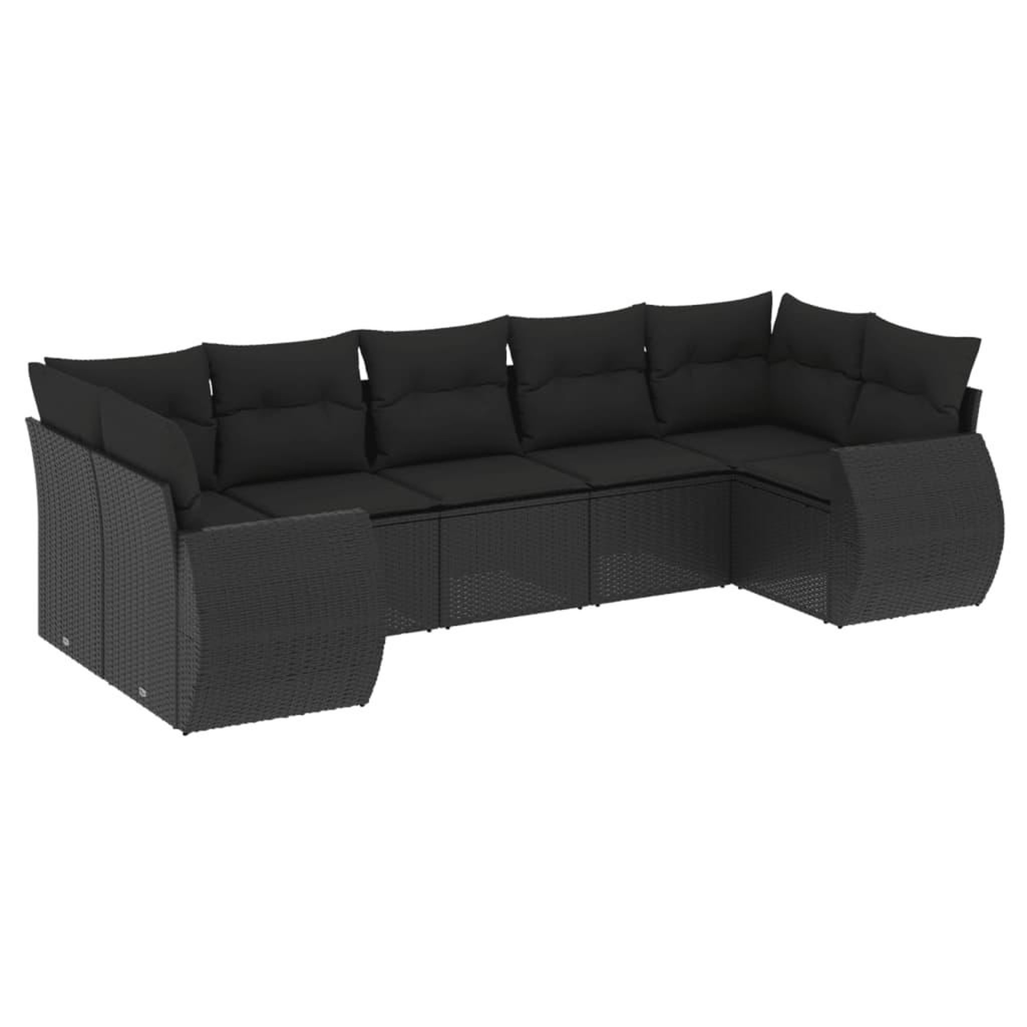Voir la diapositive 2 : VIDAXL Salon de jardin 7 pcs avec coussins noir resine tressee