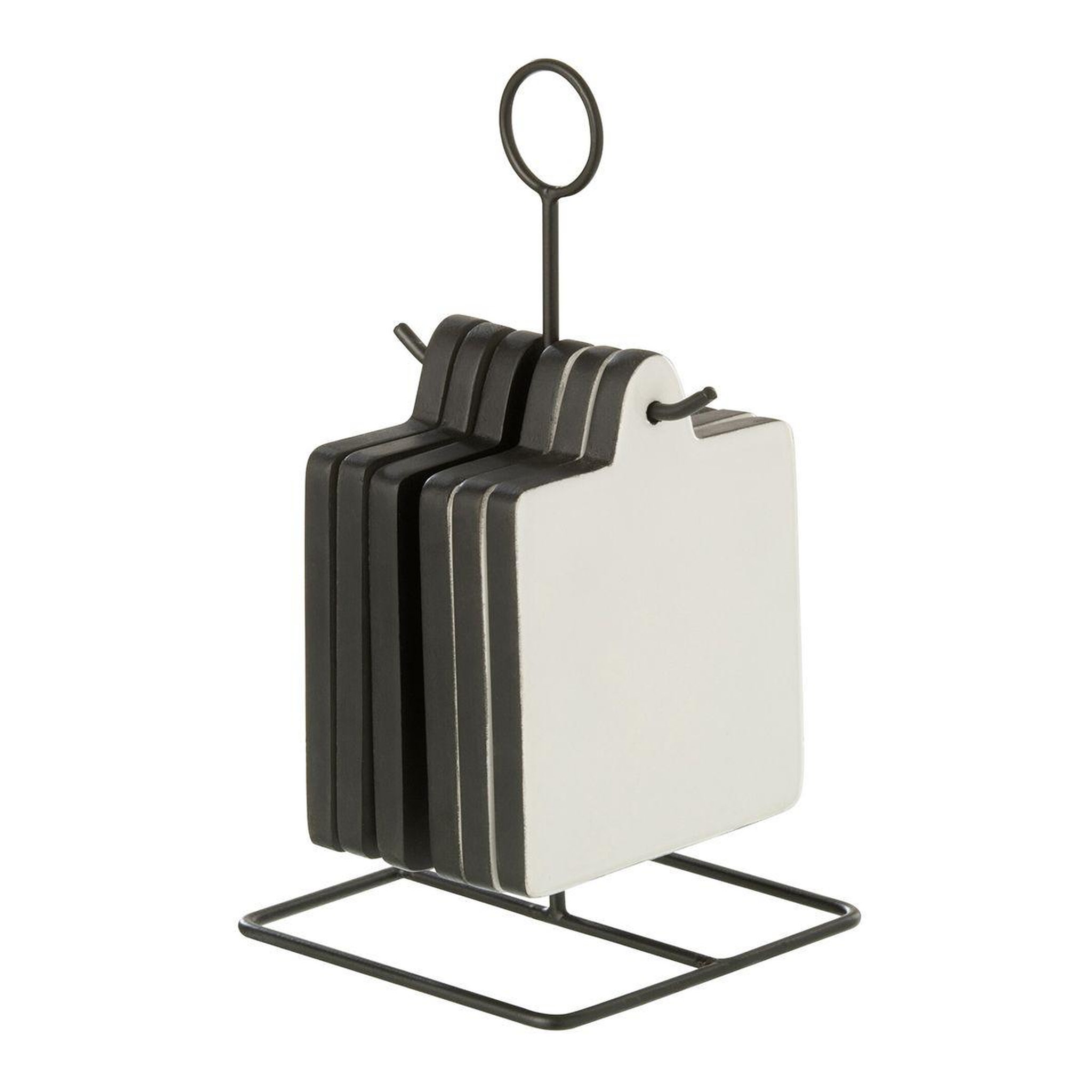 Voir la diapositive 1 : J-LINE Lot de 6 dessous de verre  tokyo  23cm noir & blanc
