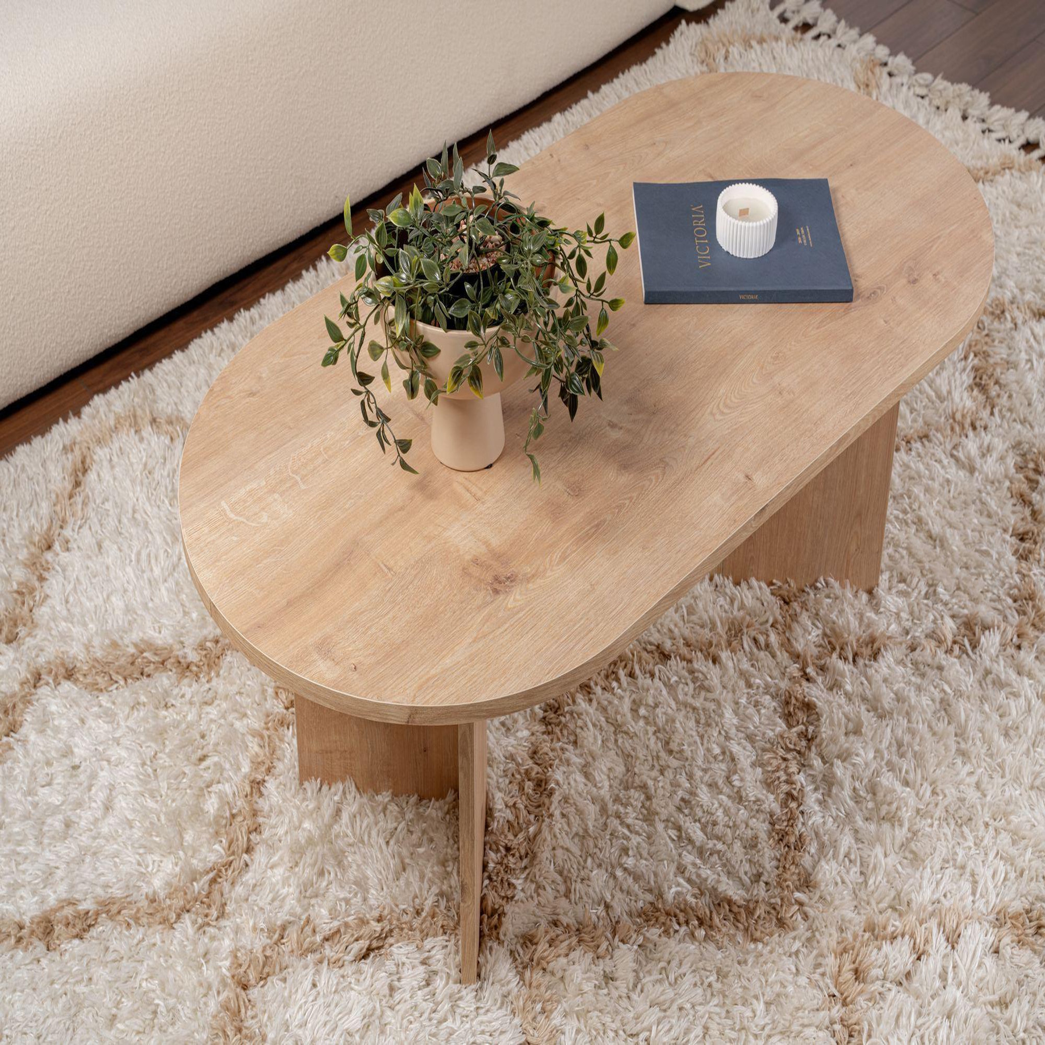 Voir la diapositive 4 : Habitat et Jardin Table basse en bois  sable  - 60 x 119 x 40 cm - chêne saphir