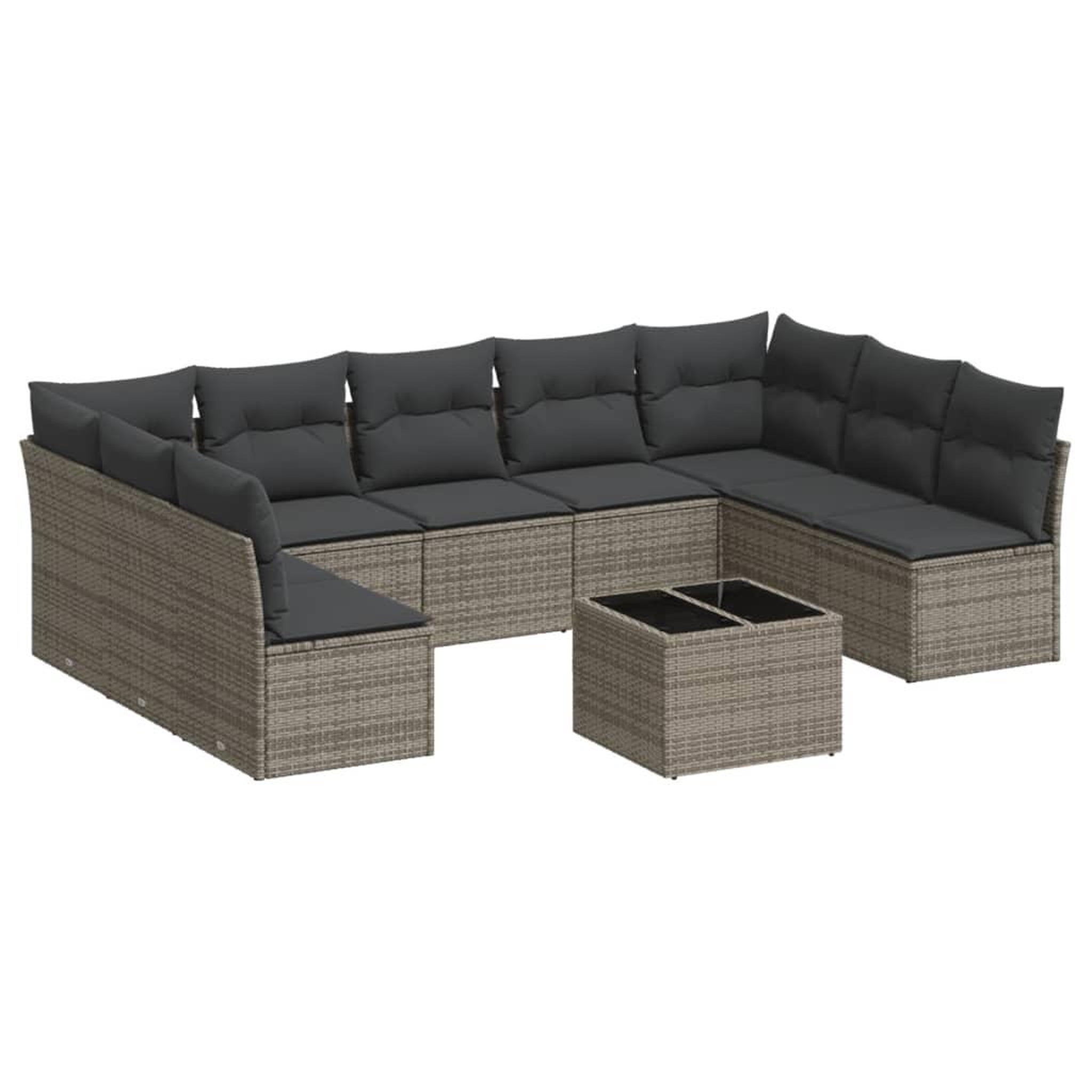 Voir la diapositive 2 : VIDAXL Salon de jardin avec coussins 10 pcs gris resine tressee