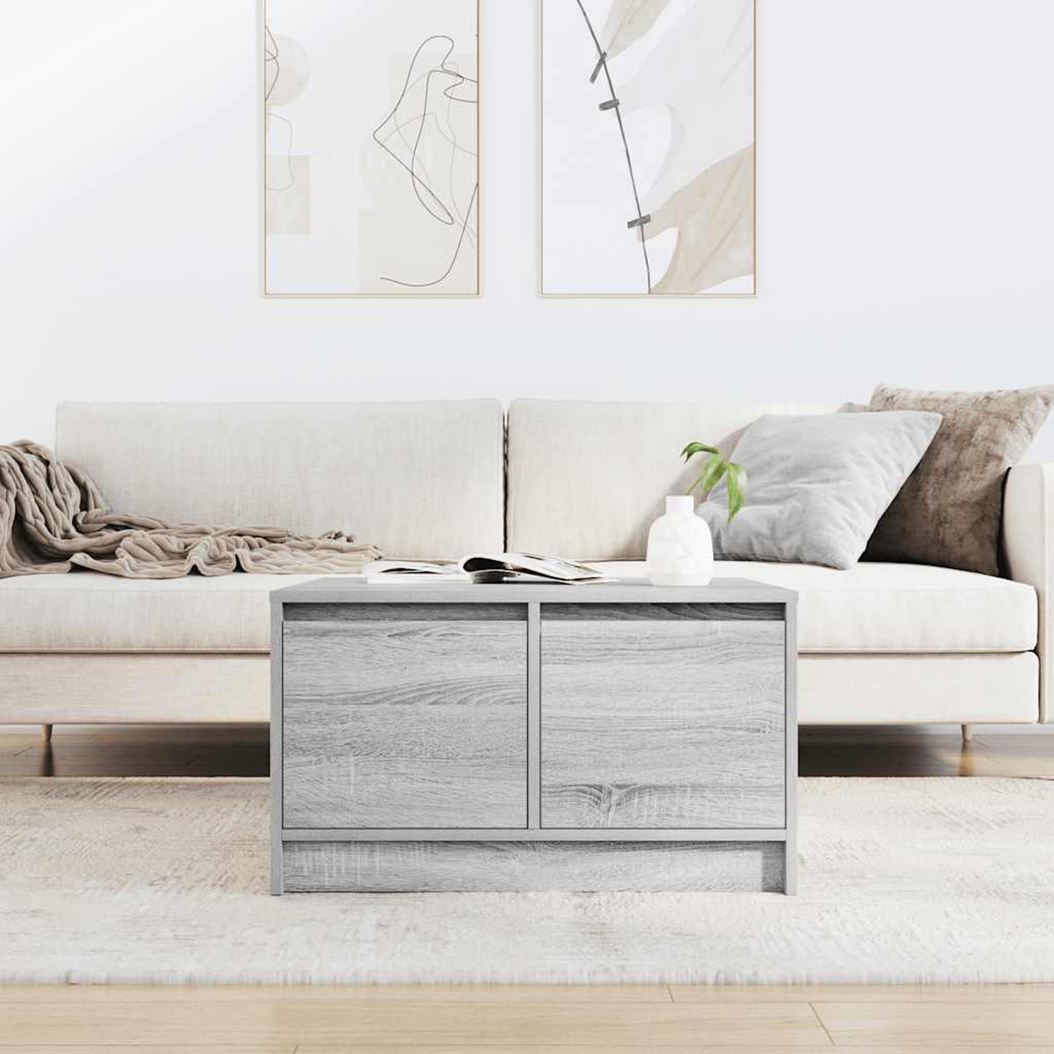 Voir la diapositive 3 : VIDAXL Table basse avec tiroirs sonoma gris 70,5x70x40 cm