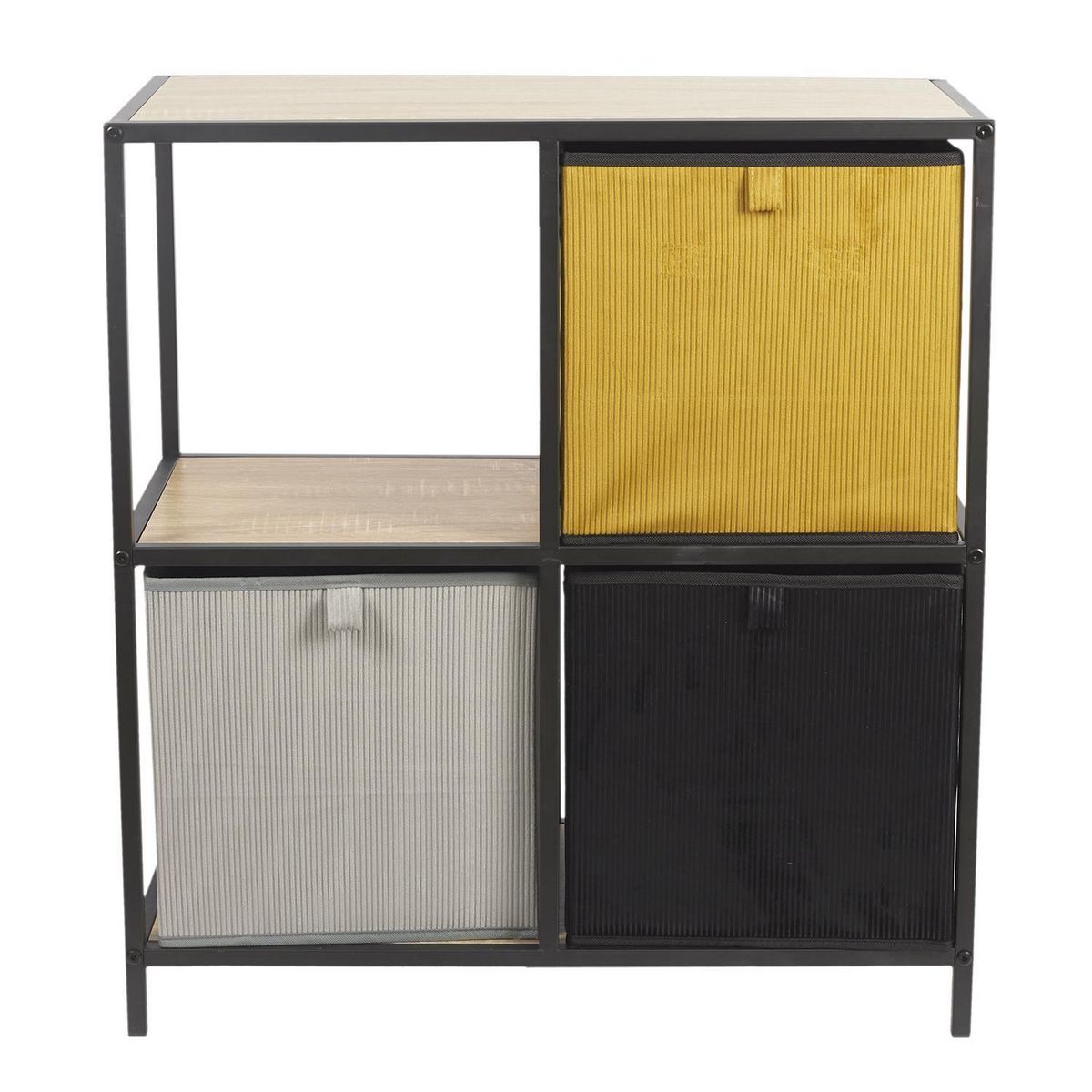 The Home Deco Factory Etagère 4 cases Kalo en bois et métal - Marron et noir