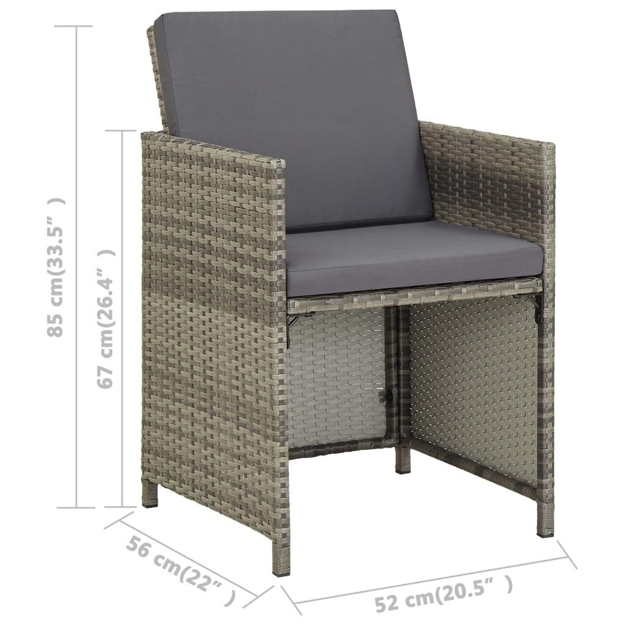 Voir la diapositive 6 : VIDAXL Chaises de jardin lot de 2 avec coussins Resine tressee Gris