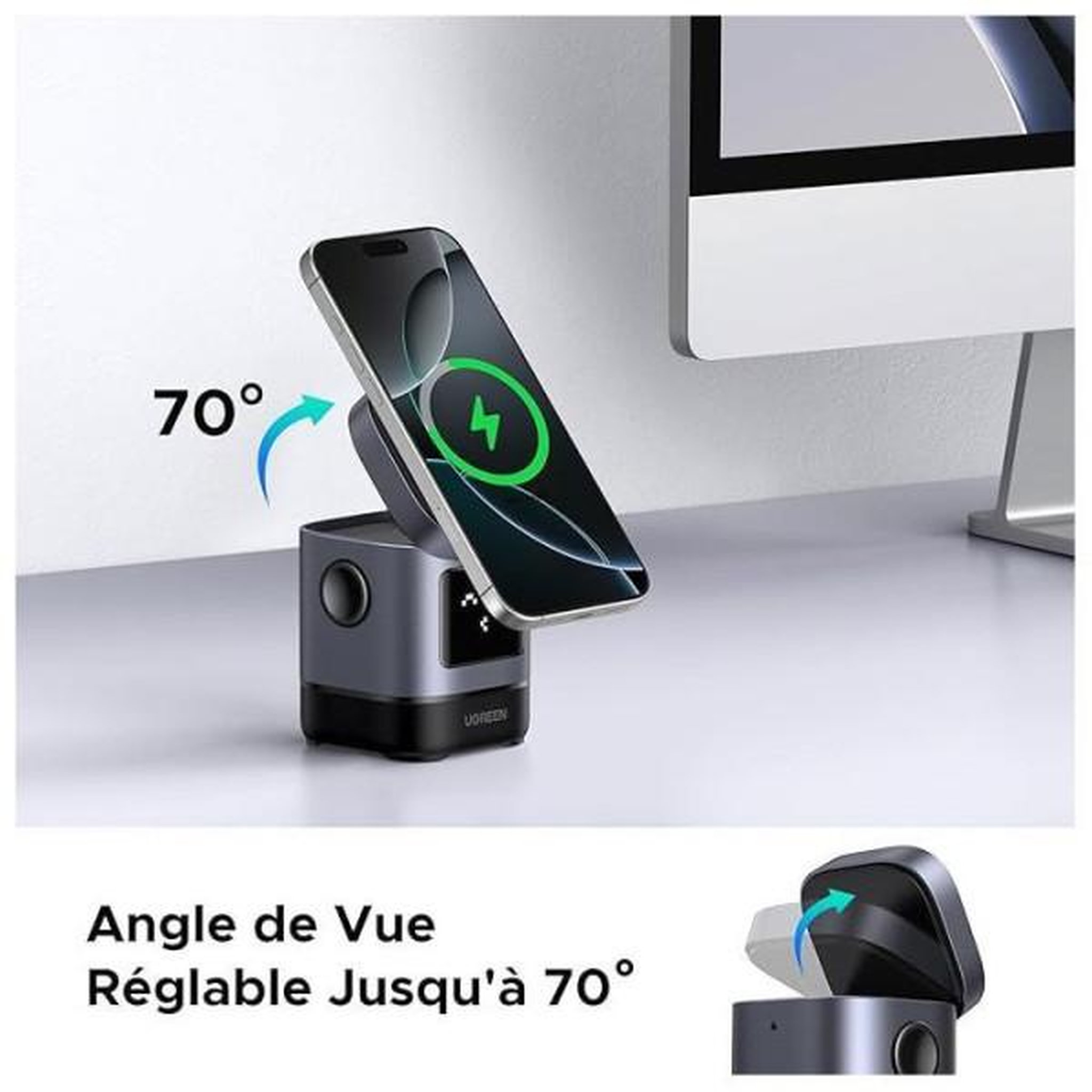 Voir la diapositive 5 : UGREEN Station de charge 2 en 1 - ugreen - robot - qi2 - noir