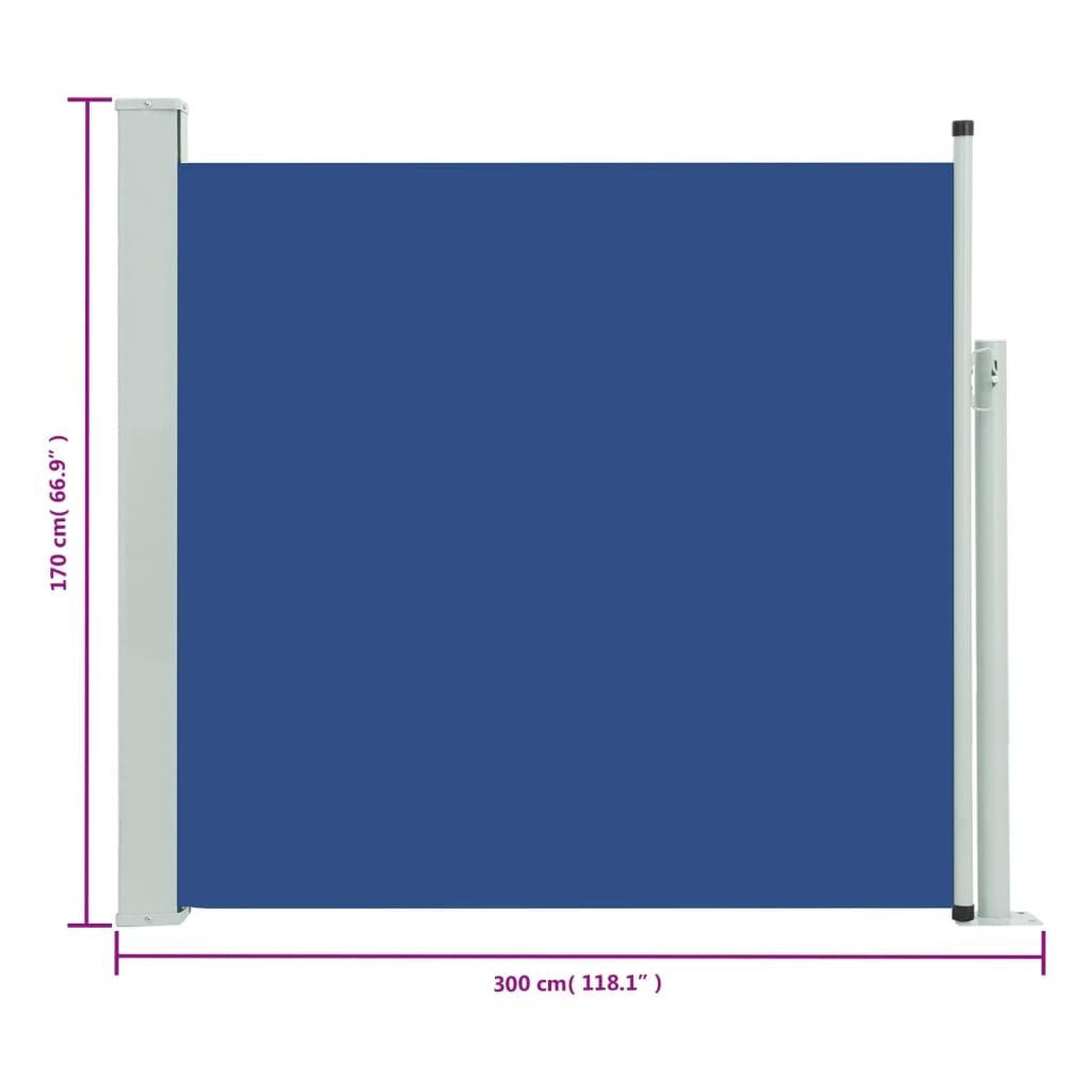 Voir la diapositive 6 : VIDAXL Auvent lateral retractable de patio 170x300 cm Bleu