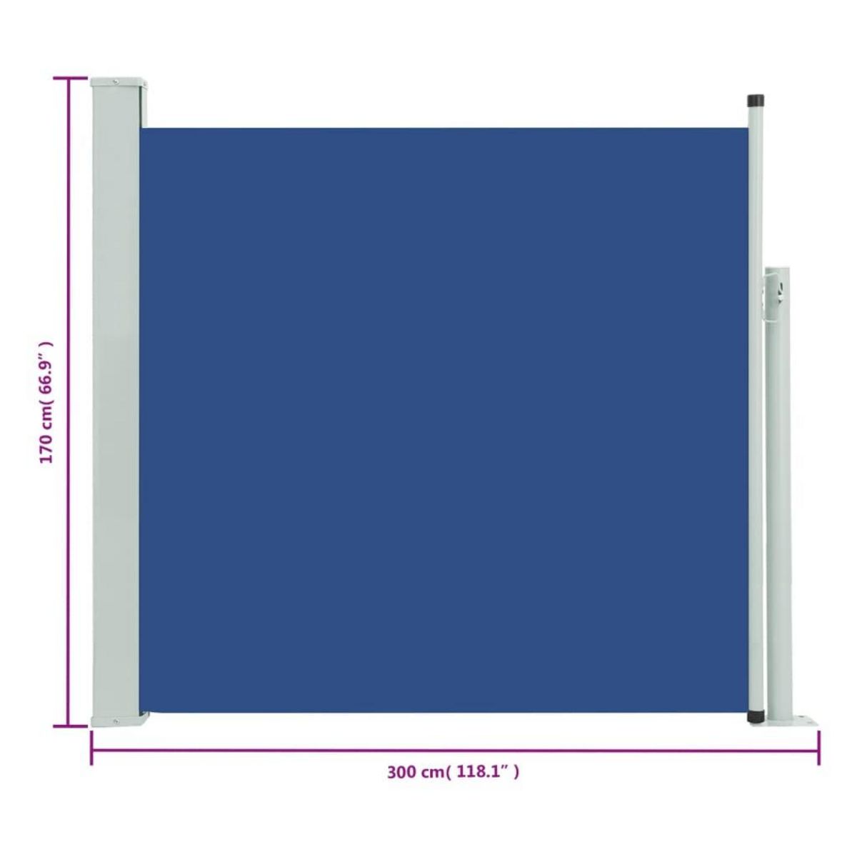 VIDAXL Auvent lateral retractable de patio 170x300 cm Bleu