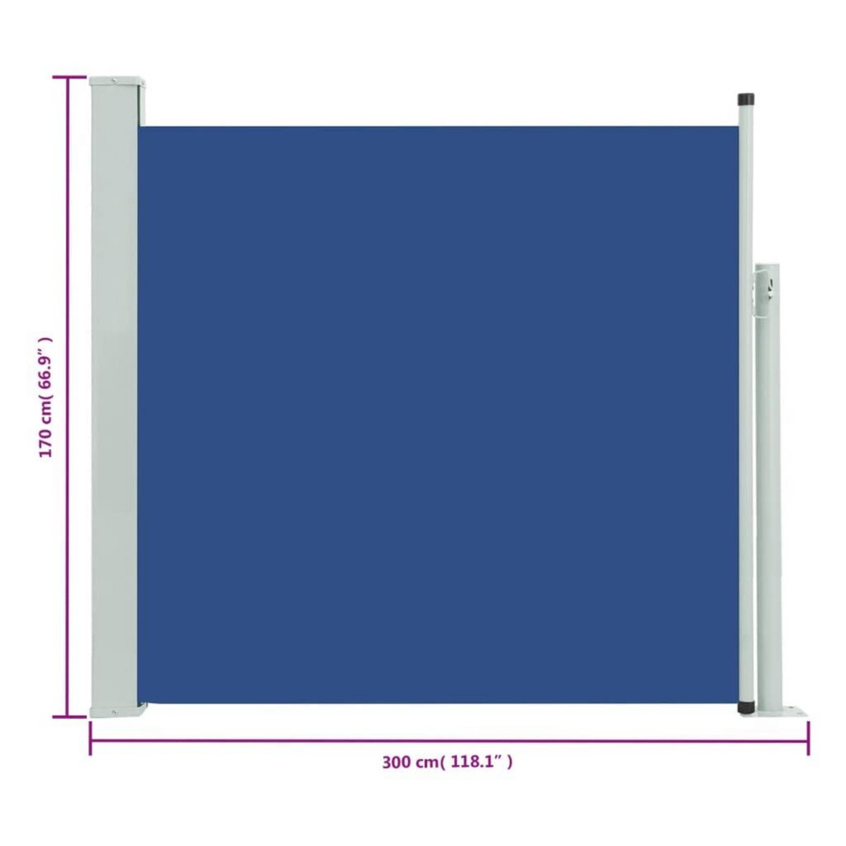 VIDAXL Auvent lateral retractable de patio 170x300 cm Bleu