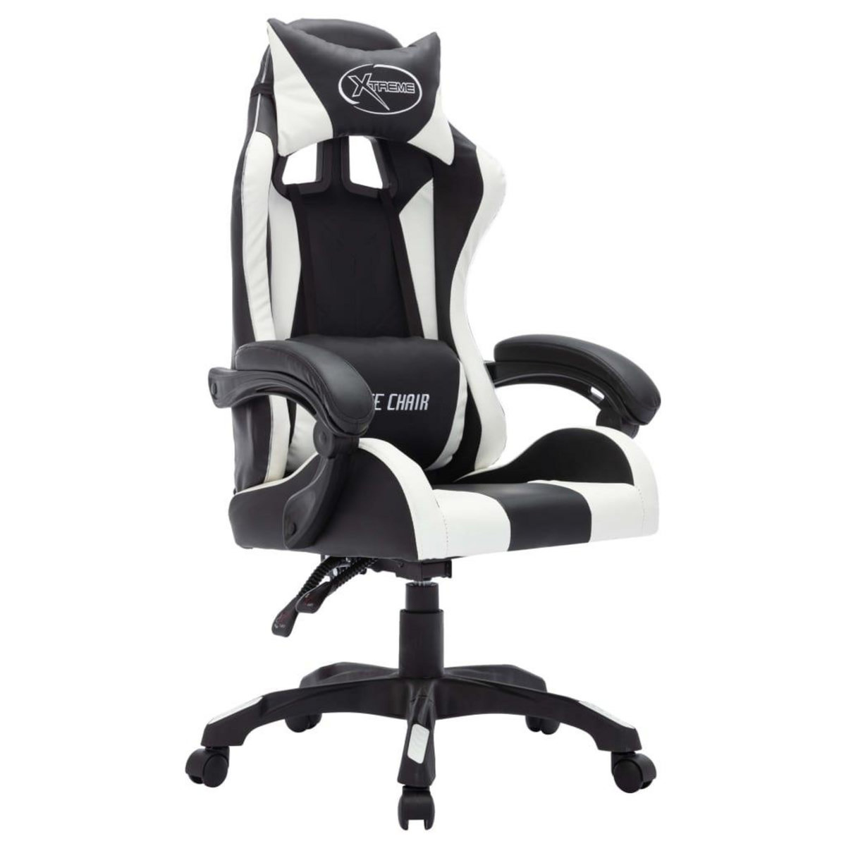 VIDAXL Fauteuil de jeux video avec LED RVB Blanc et noir Similicuir