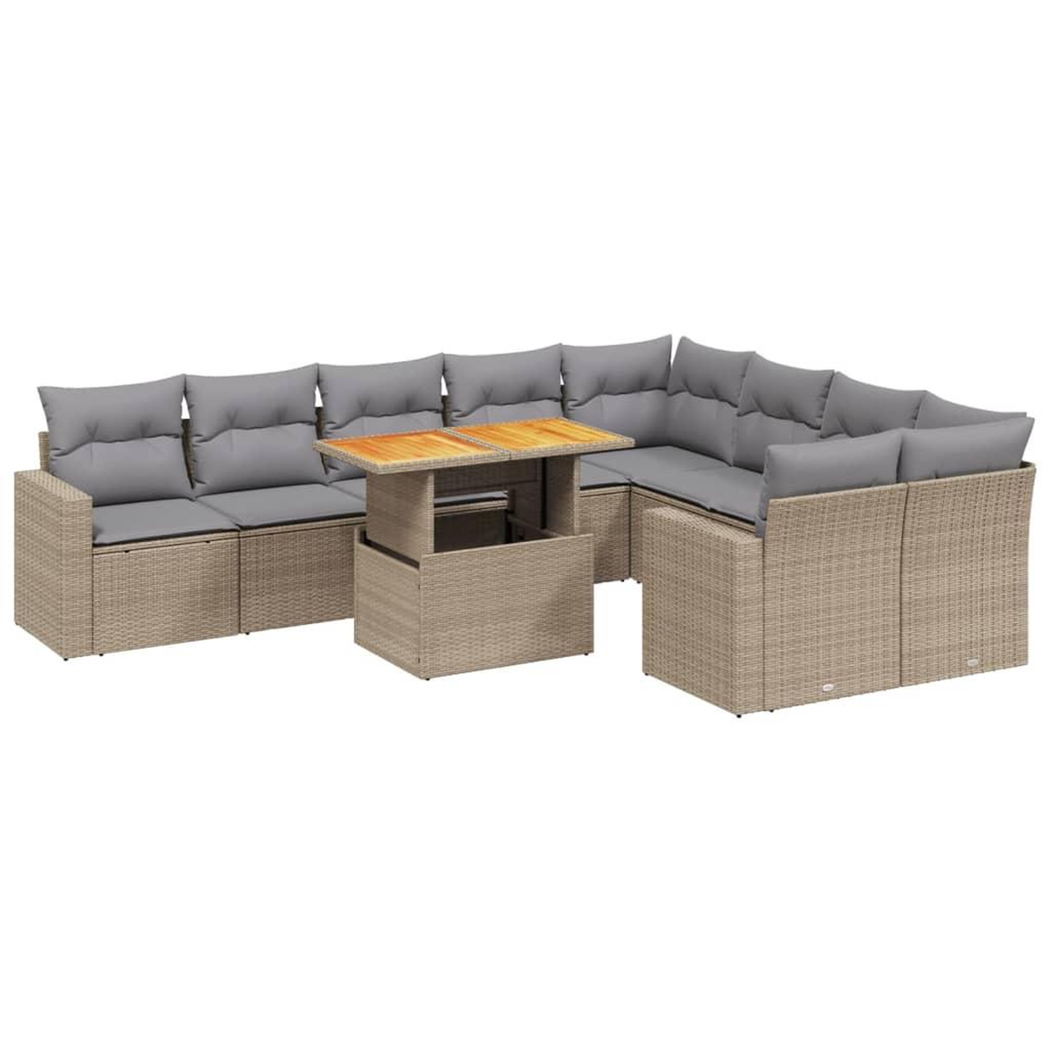 Voir la diapositive 2 : VIDAXL Salon de jardin avec coussins 10 pcs beige resine tressee