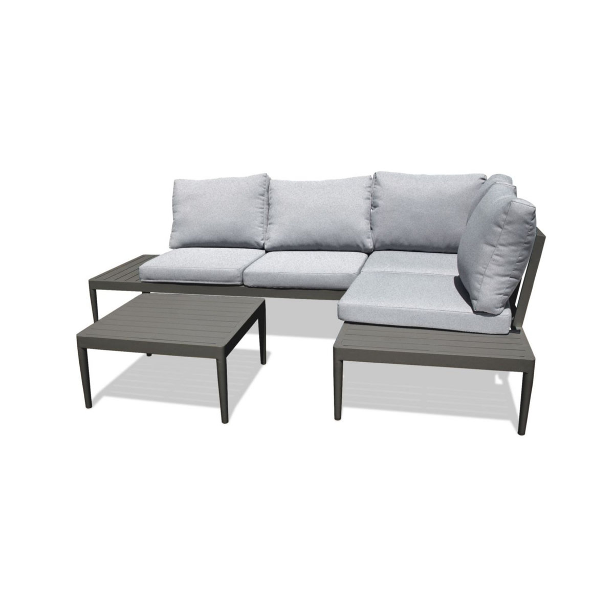 DCB GARDEN Salon de jardin d'angle - 4 places - Aluminium - Anthracite - ANKARA