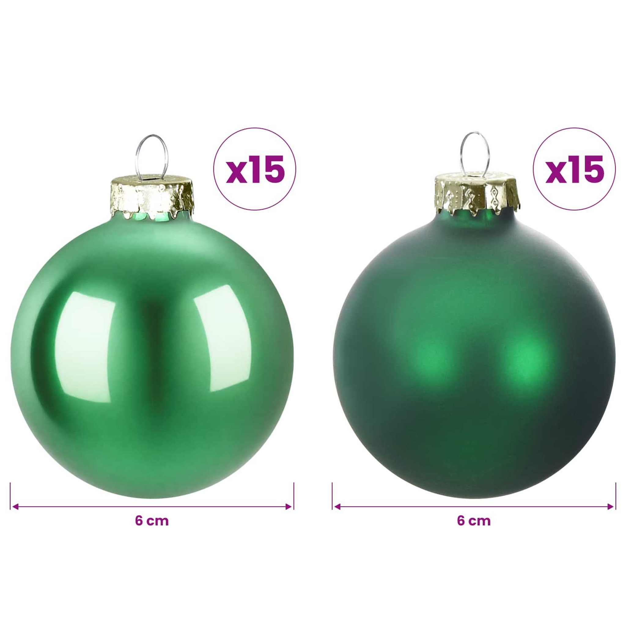 Voir la diapositive 3 : VIDAXL Ensemble de boules de Noël 30 pc Vert 6 cm Polystyrene