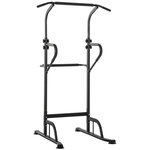 HOMCOM Station de musculation multifonction barre de traction chaise romaine réglable acier noir