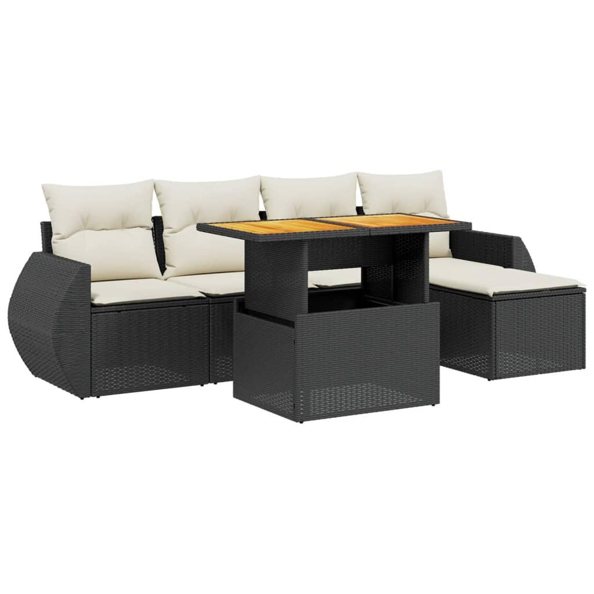 Voir la diapositive 2 : VIDAXL Salon de jardin 6 pcs avec coussins noir resine tressee