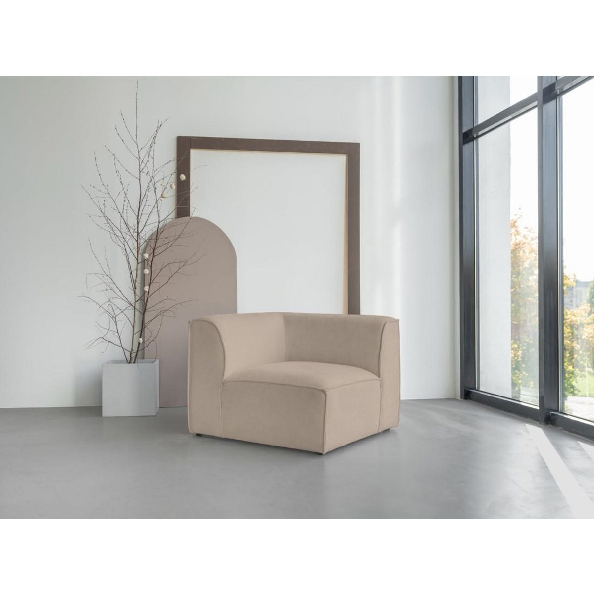 BEST MOBILIER Felix - module d'assise d'angle réversible en tissu texturé