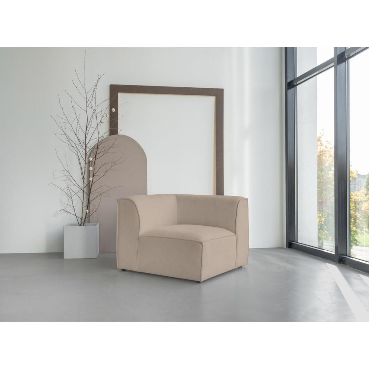 BEST MOBILIER Felix - module d'assise d'angle réversible en tissu texturé
