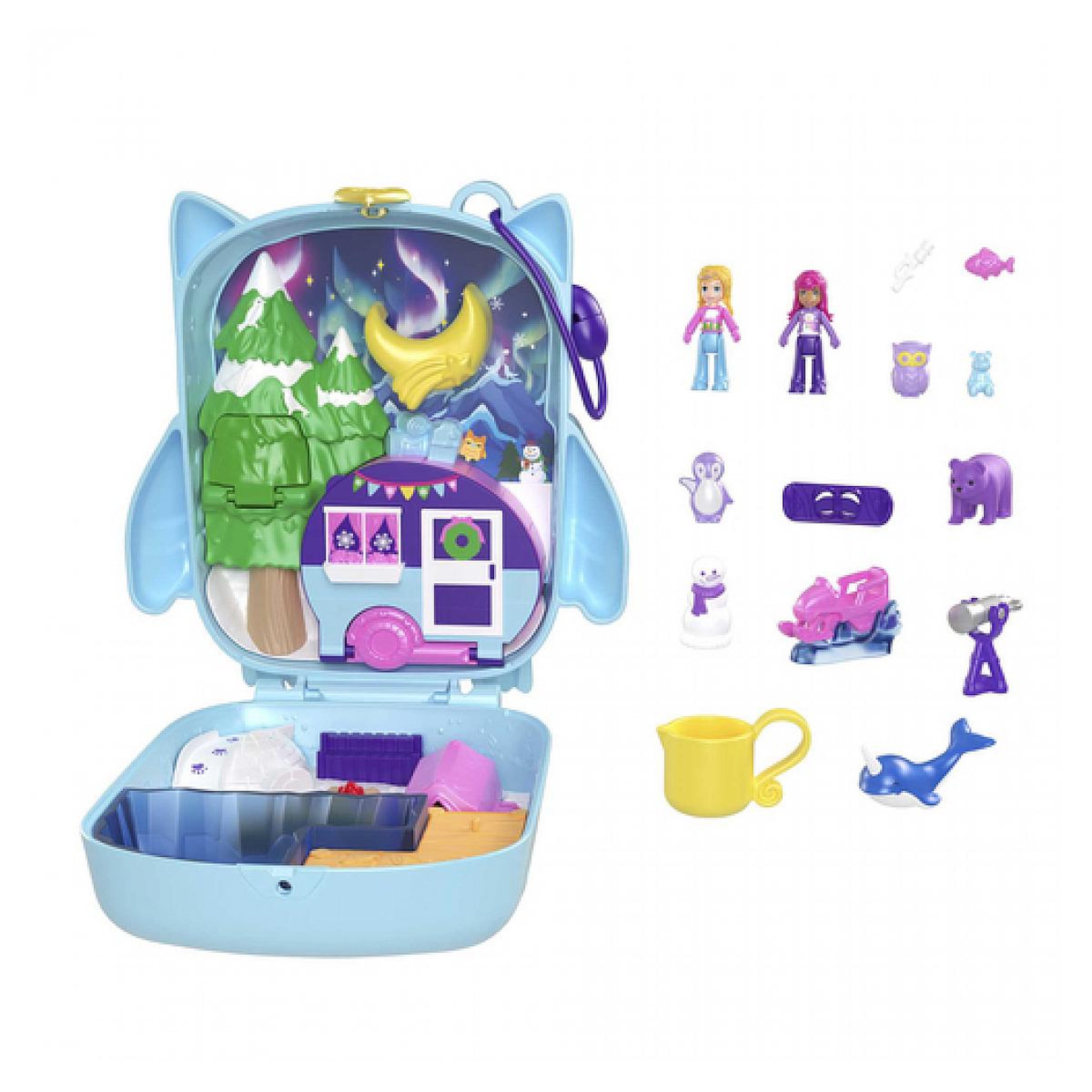 Voir la diapositive 2 : MATTEL Polly Pocket Coffret hiboux soiree pyjama
