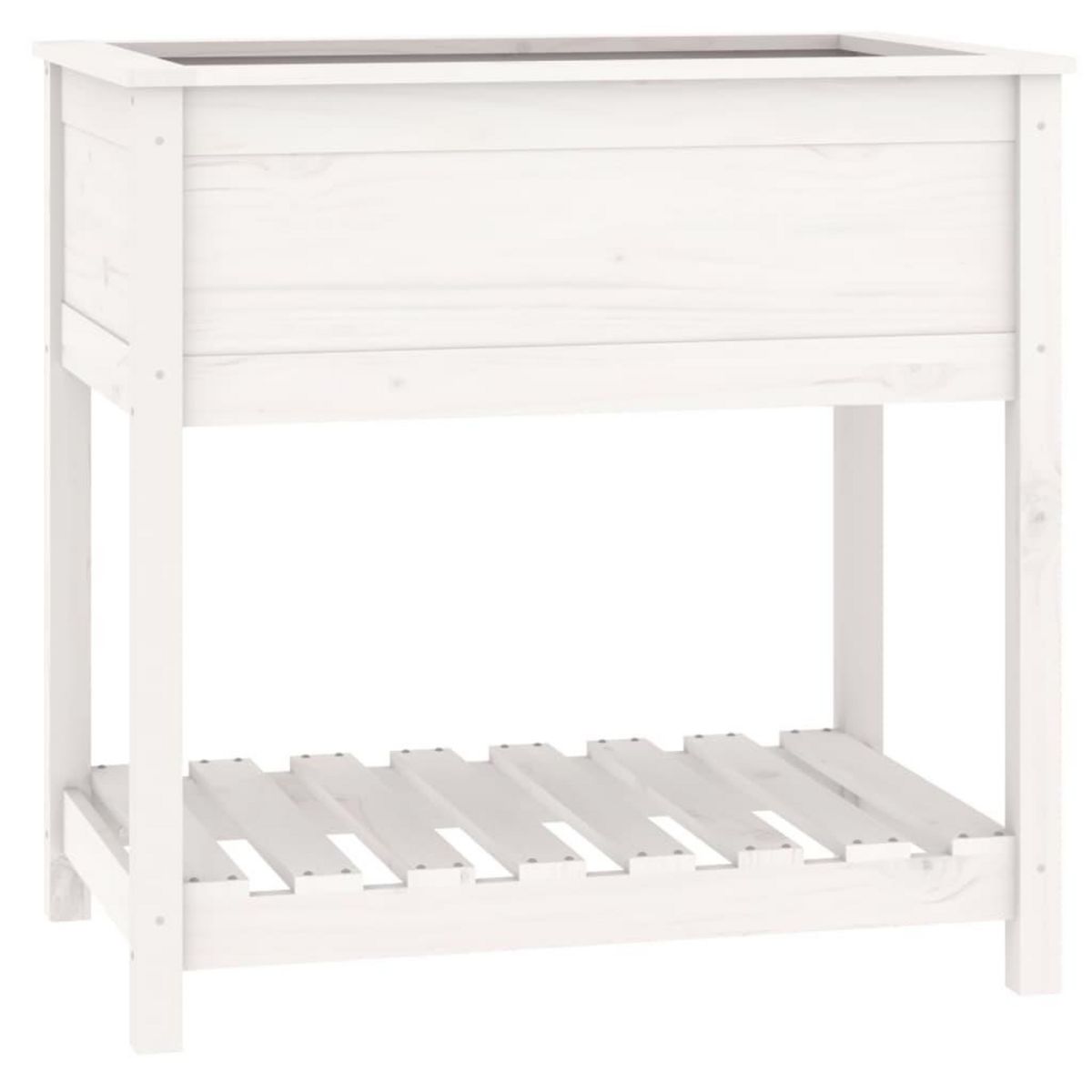 VIDAXL Jardiniere avec etagere Blanc 82,5x54x81 cm Bois massif de pin