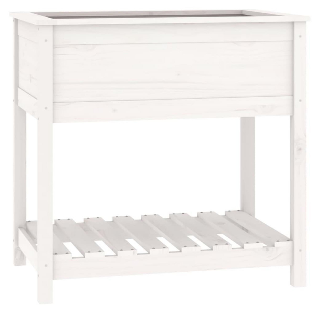 VIDAXL Jardiniere avec etagere Blanc 82,5x54x81 cm Bois massif de pin