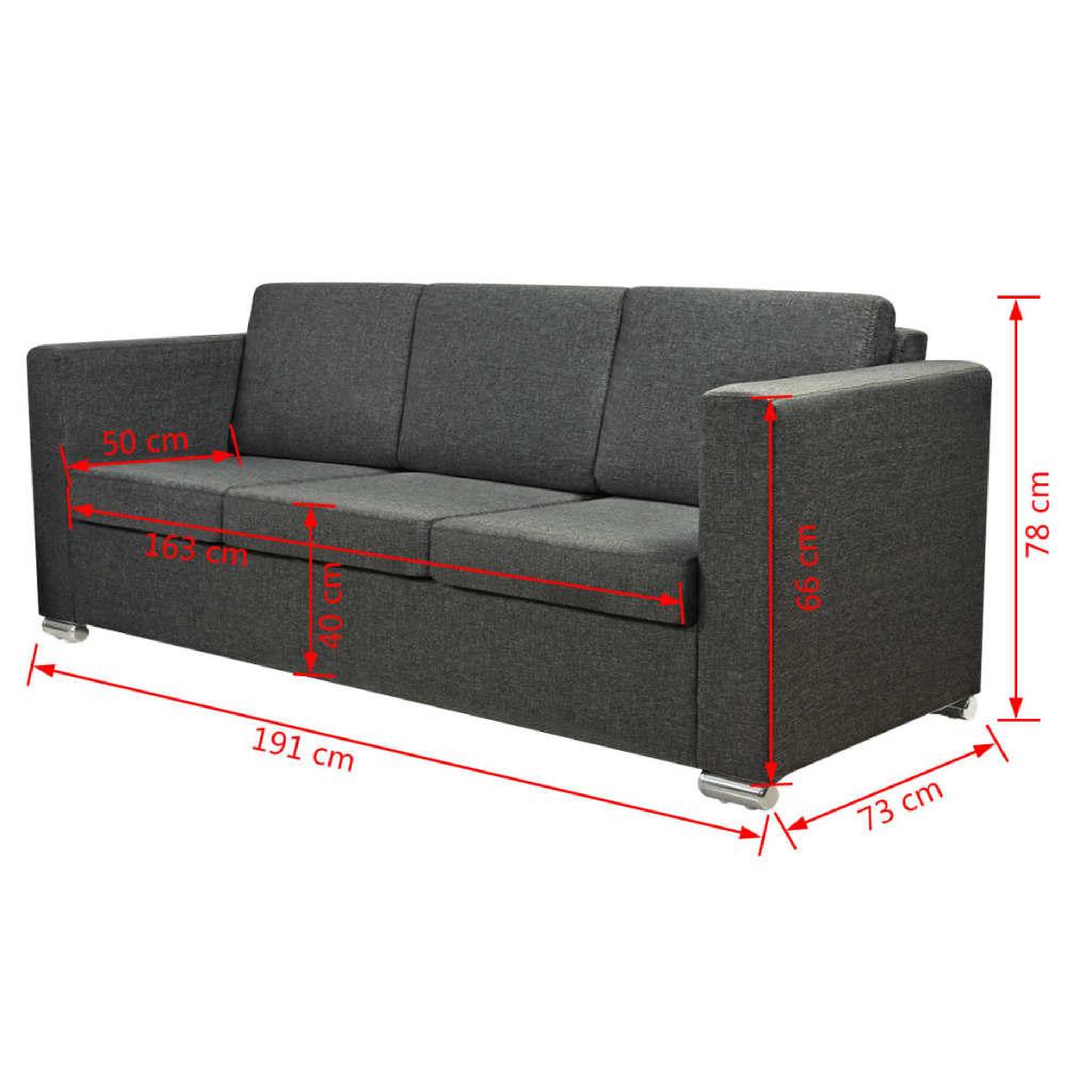 Voir la diapositive 6 : VIDAXL Canape a 3 places Tissu Gris fonce