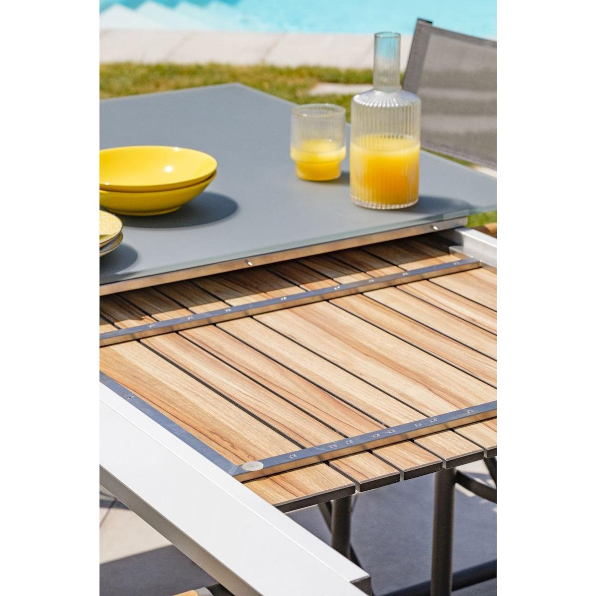 Paris Prix Table de Jardin en Verre  Honfleur  180-250cm Gris Anthracite