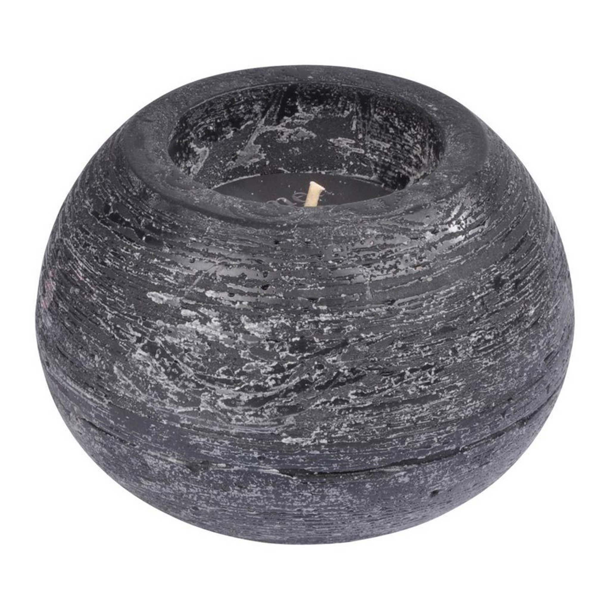 HOMEA Bougie boule déco  rustique  13cm noir
