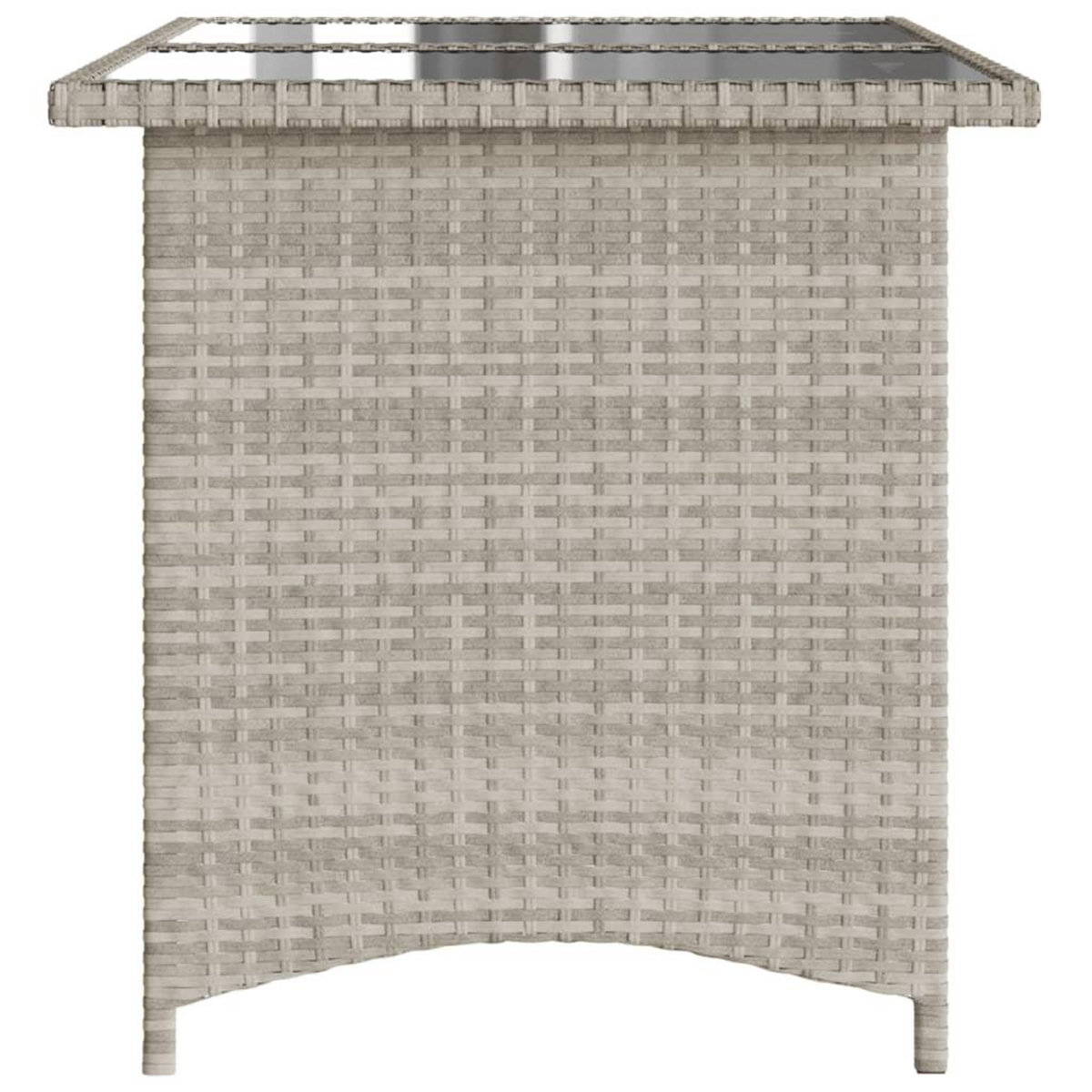 VIDAXL Table de jardin et dessus en verre gris clair 110x68x70cm rotin