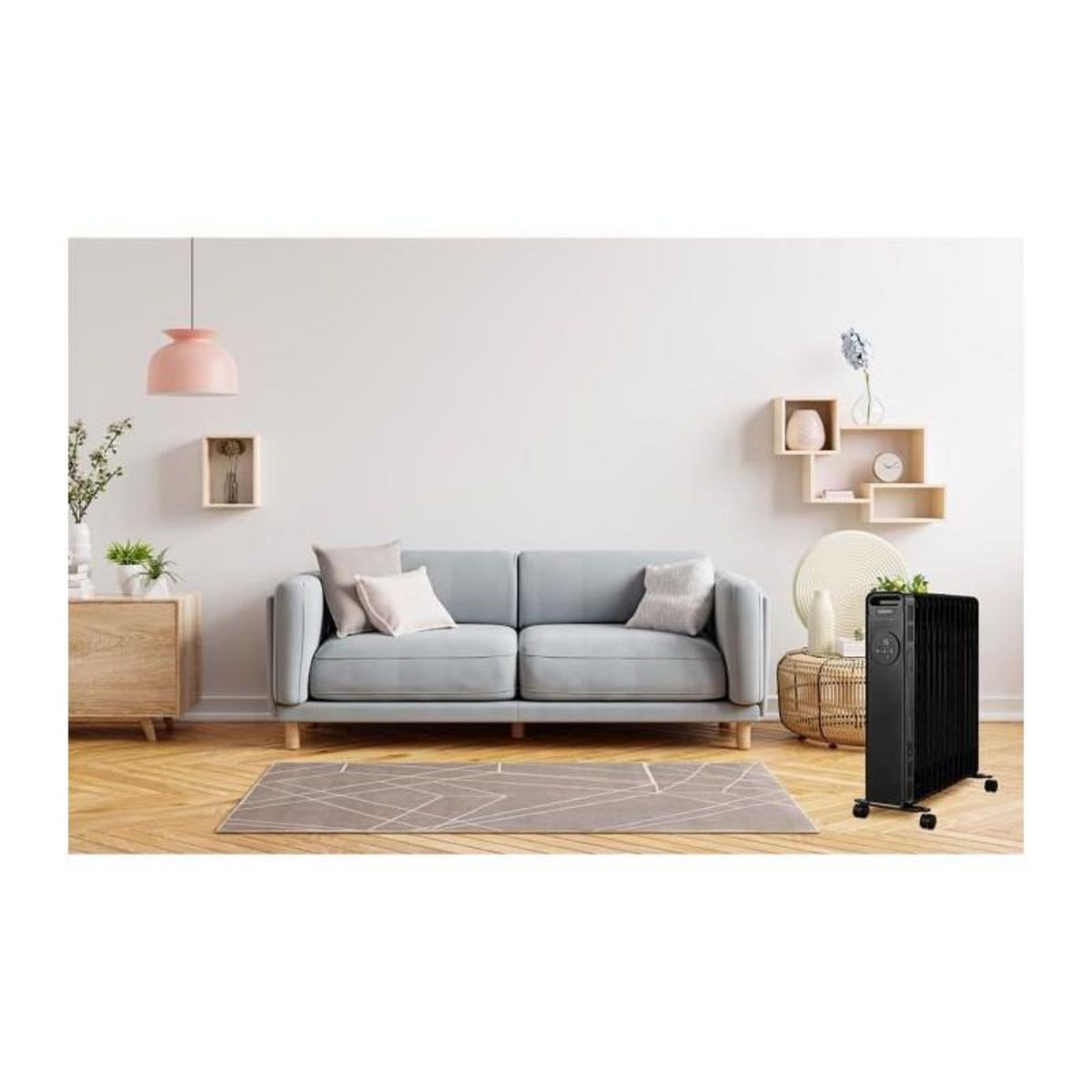 OCEANIC Radiateur electrique bain dhuile 2000W OCEANIC - 3 puissances - Thermostat electronique - Telecommande - Mobile - Noir