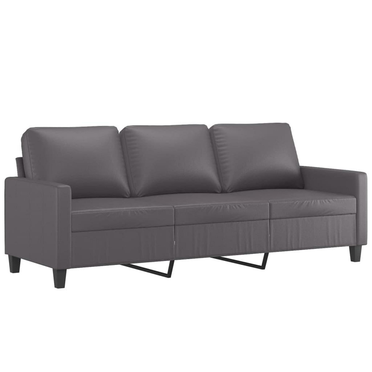 VIDAXL Ensemble de canapes 3 pcs avec coussins Gris Similicuir