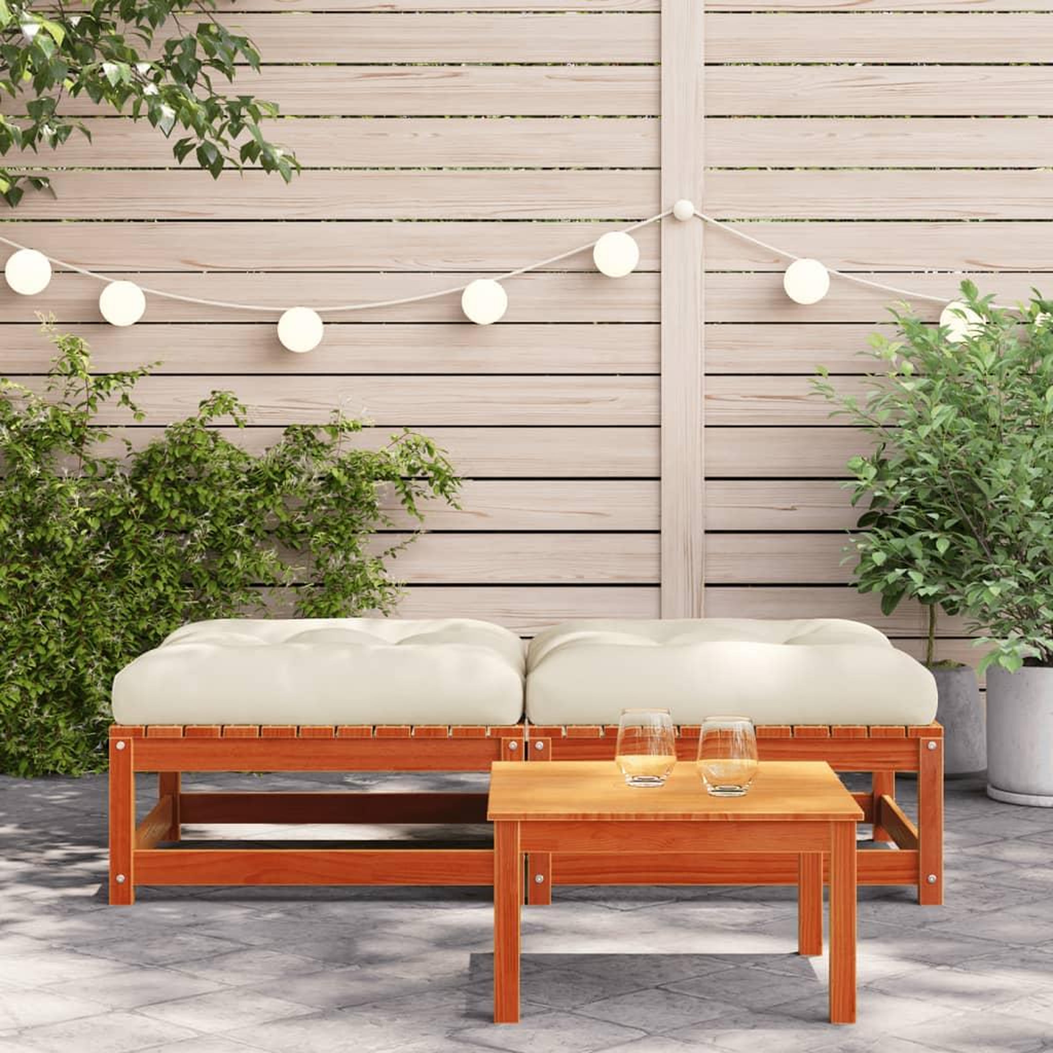 Voir la diapositive 3 : VIDAXL Repose-pieds de jardin avec coussins 2 pcs bois massif pin