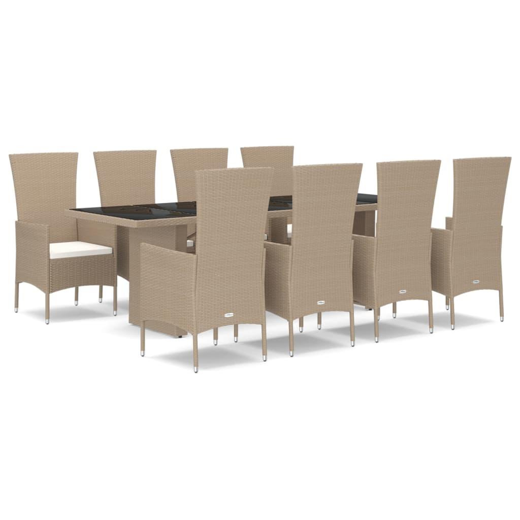 Voir la diapositive 2 : VIDAXL Ensemble a manger de jardin et coussins 9 pcs beige Poly rotin