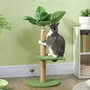 Voir la diapositive 2 : PAWHUT Arbre à chat design tropical - plateforme, griffoir, 2 jeux boules - beige vert