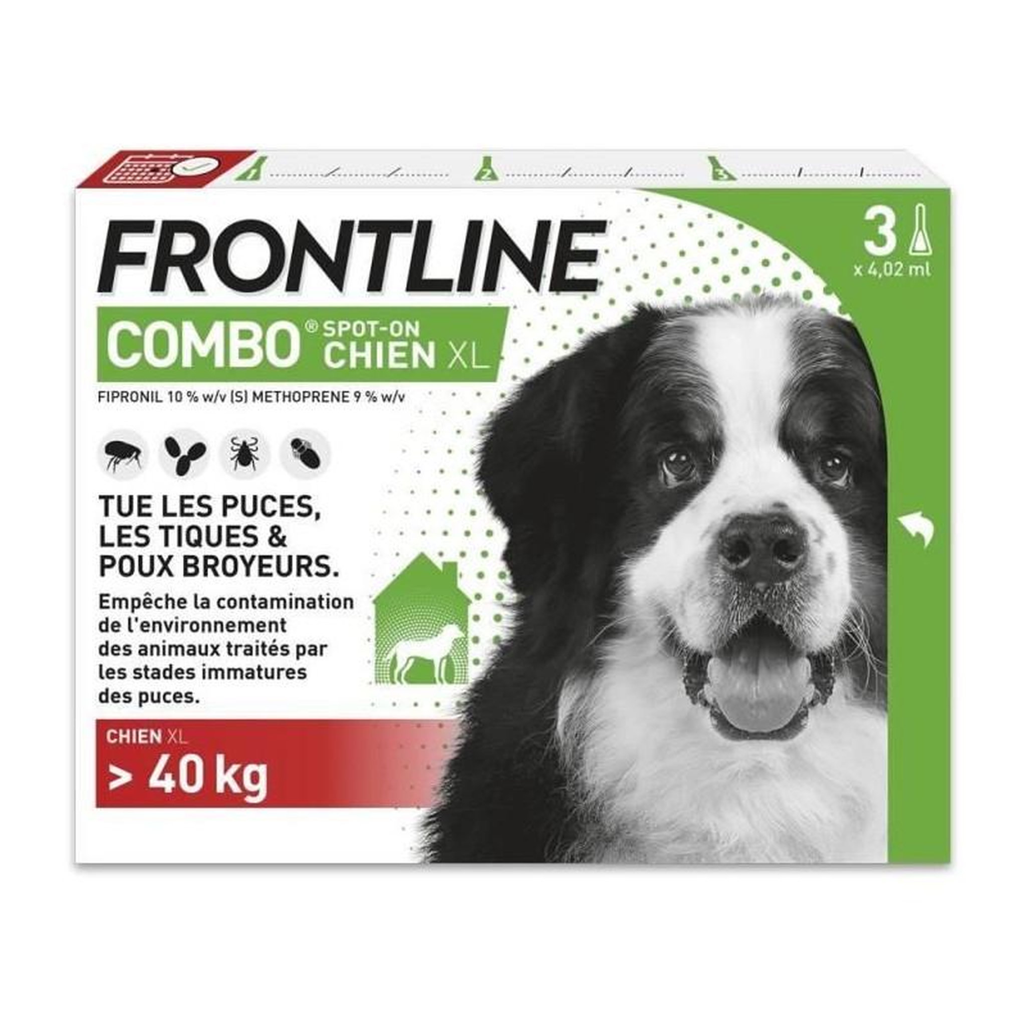 Frontline FRONTLINE 3 Pipettes antiparasitaires COMBO Chien  40 kg - Puces, tiques, poux broyeurs