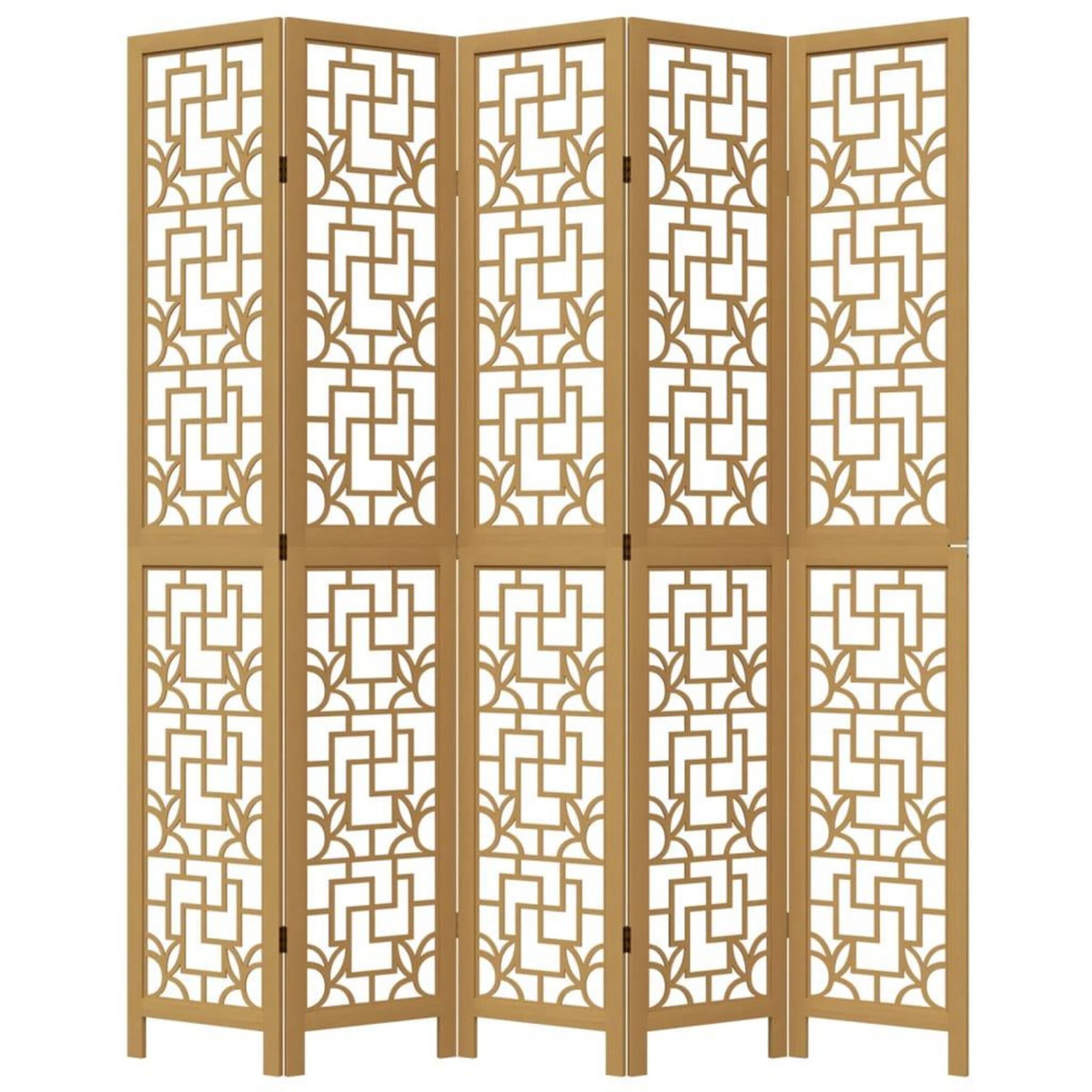 VIDAXL Cloison de separation 5 panneaux marron bois paulownia massif