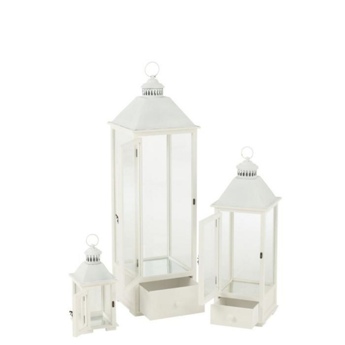 Paris Prix Lot de 3 Lanternes Tours en Bois  Cocoon  105cm Blanc