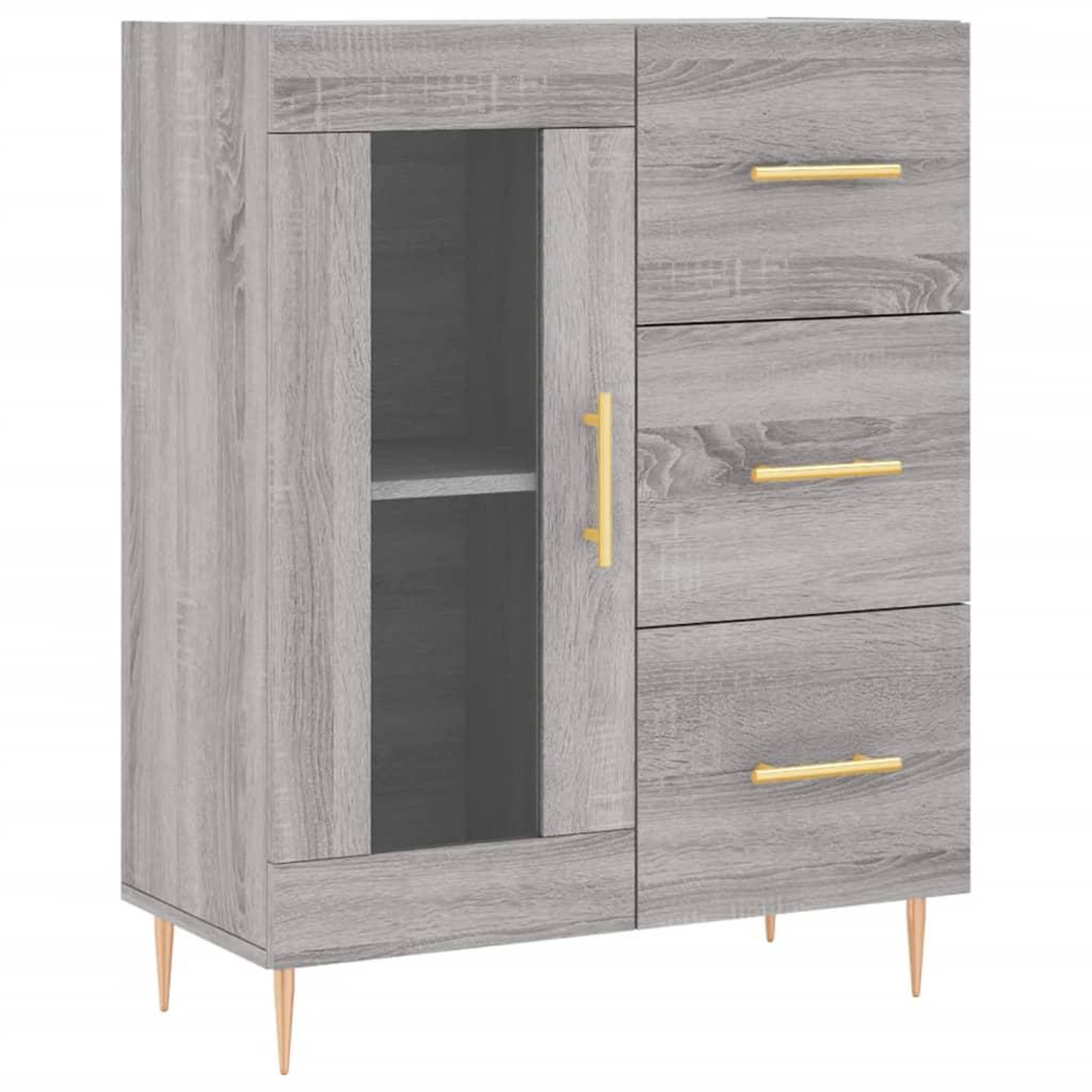 Voir la diapositive 2 : VIDAXL Buffet sonoma gris 69,5x34x90 cm bois d'ingenierie